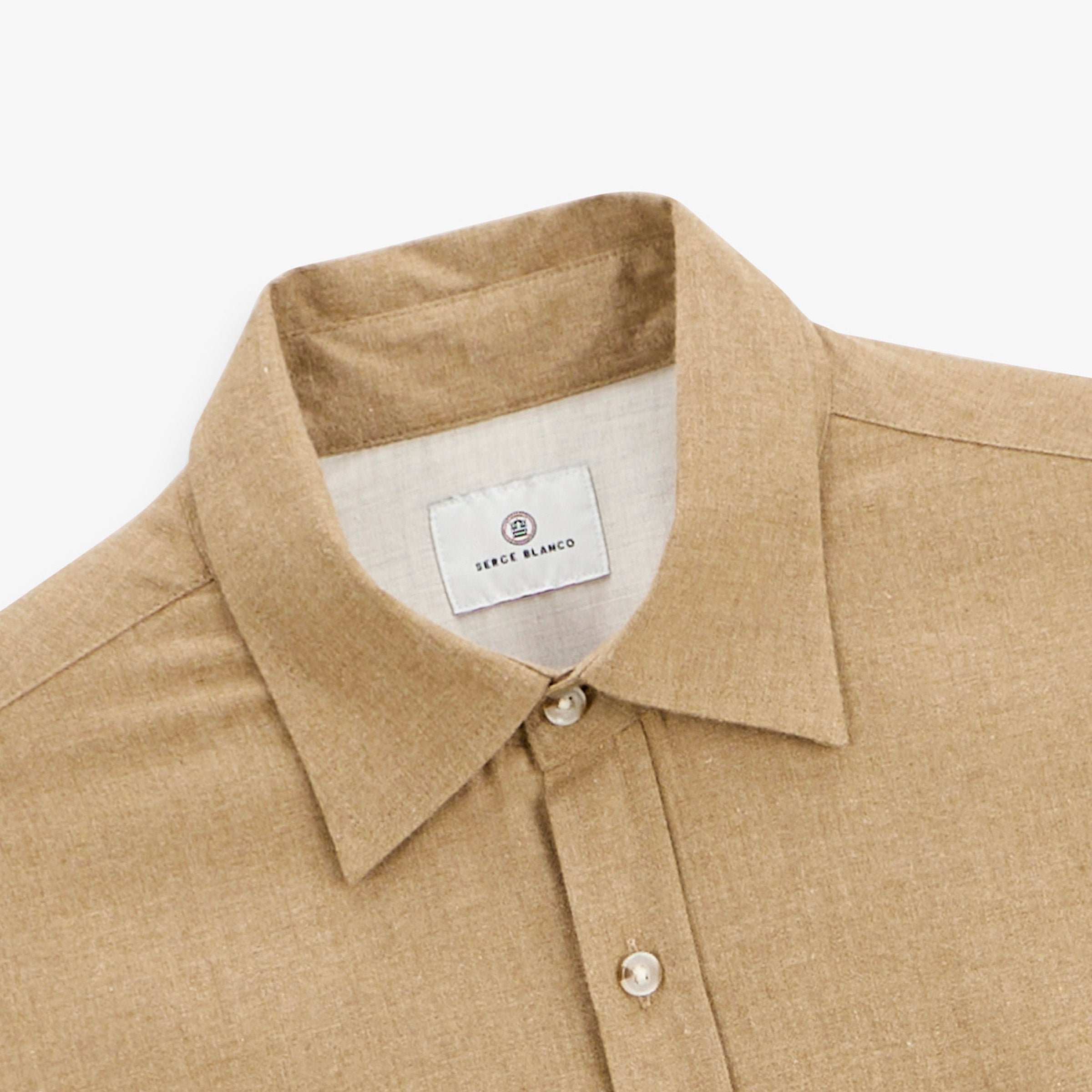 Long-sleeved cotton flannel shirt SERGE BLANCO Beige