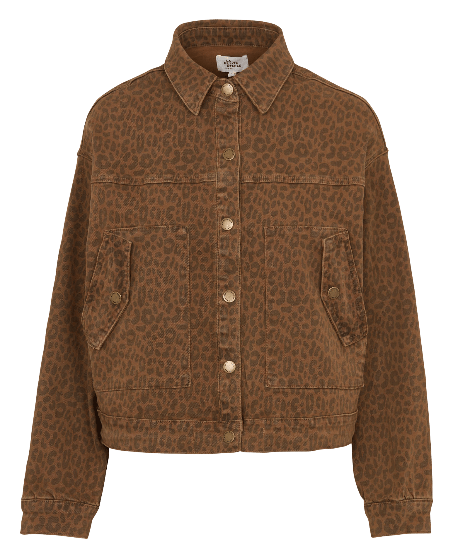 Boxy straight-fit leopard-print jacket LA PETITE ETOILE Brown
