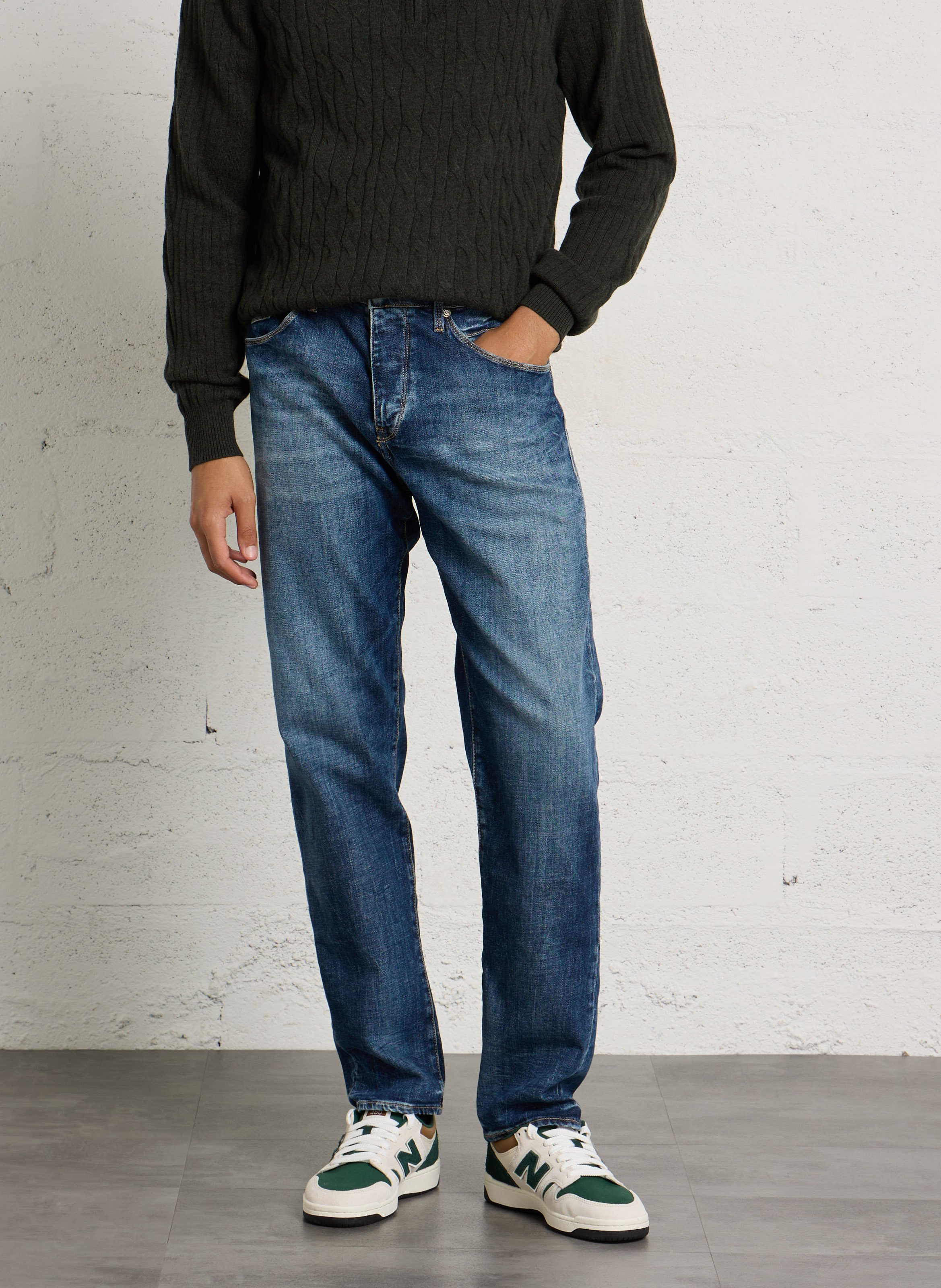 Cotton-blend straight jeans LE TEMPS DES CERISES Blue