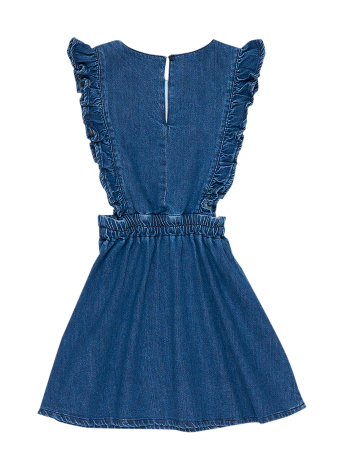 Short fitted round-neck cotton denim dress THE NEW SOCIETY Raw denim