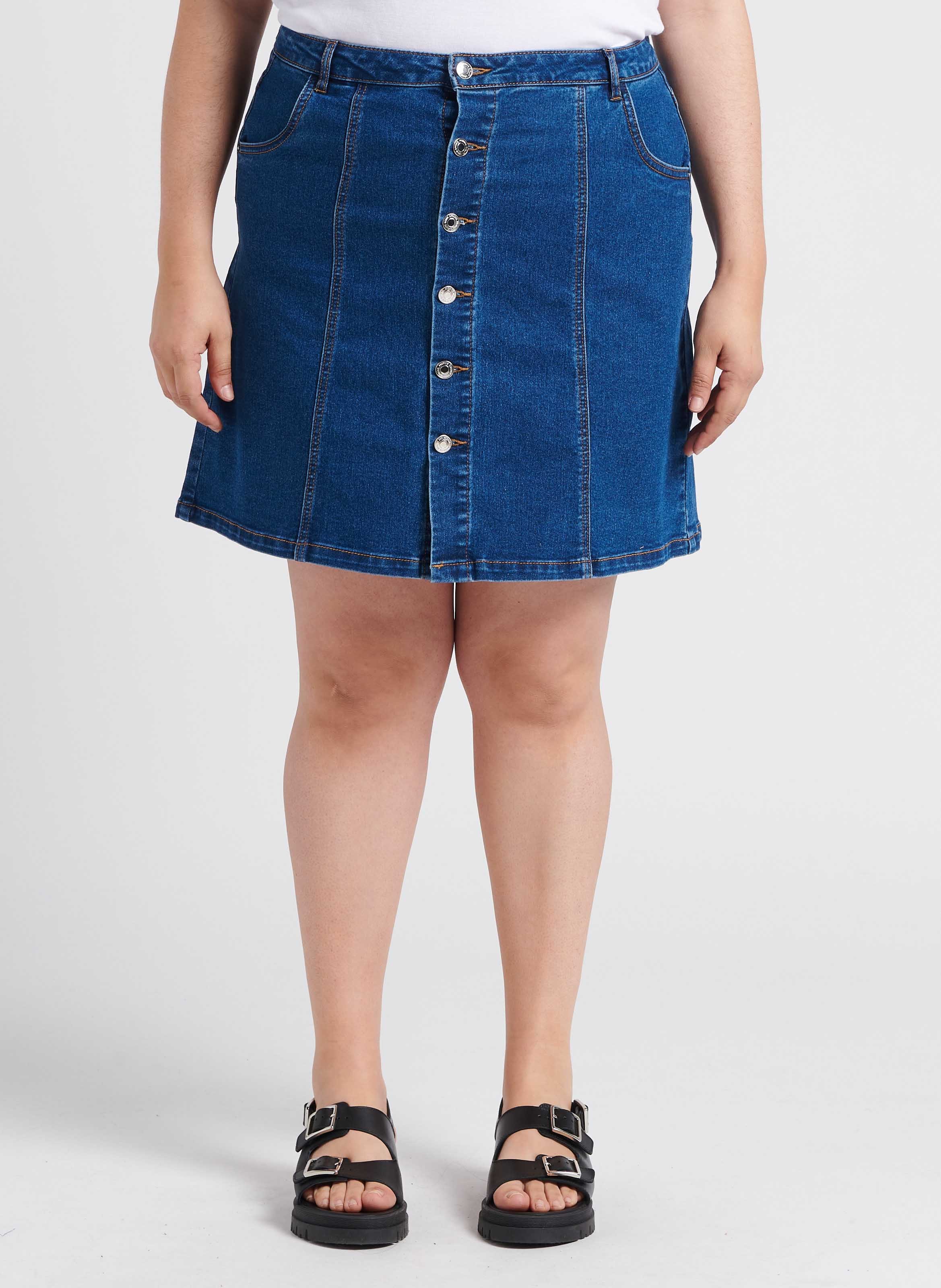 Jupe courte denim en coton mélangé  VERO MODA CURVE Jean Délavé