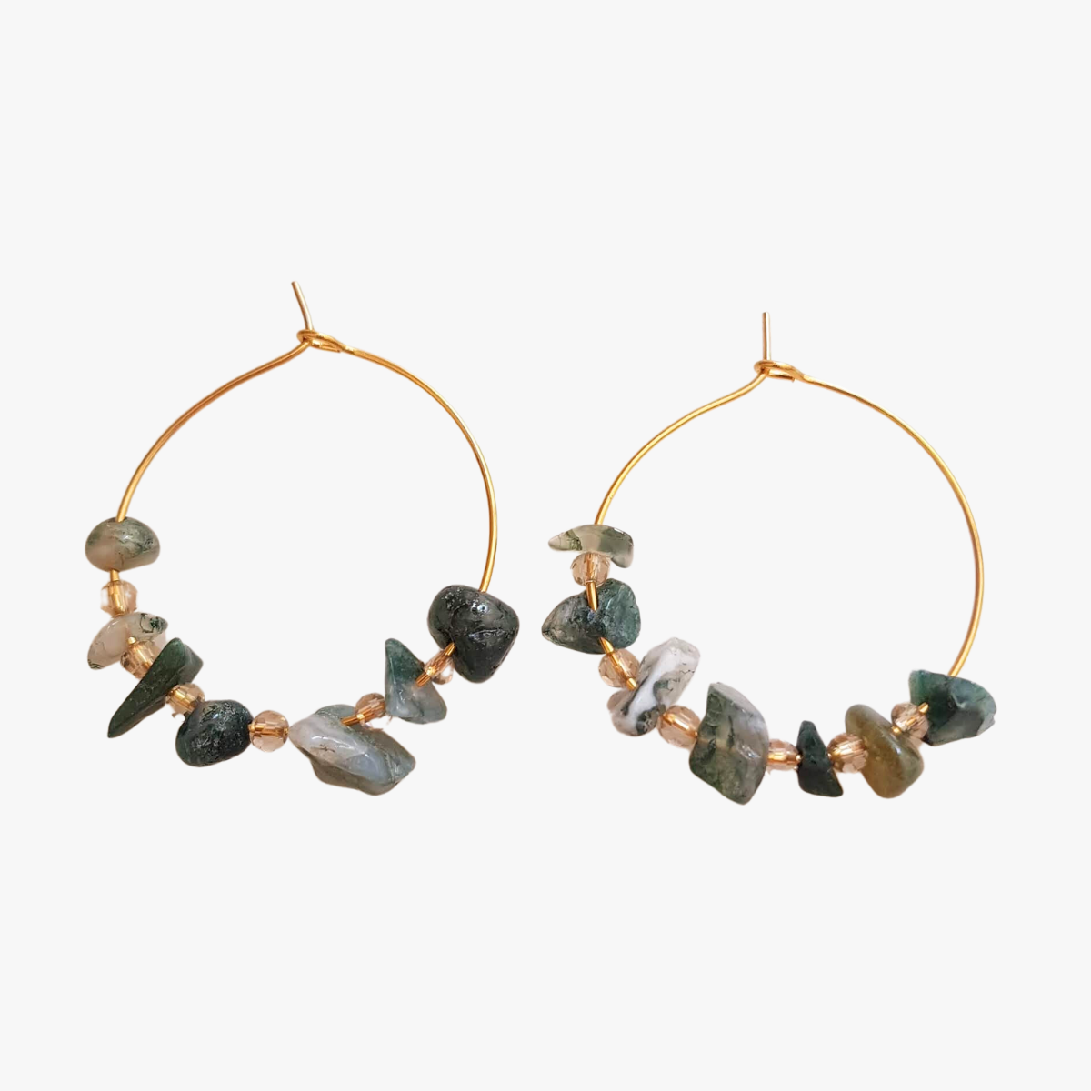 Moss agate earrings GINANDGER Blue