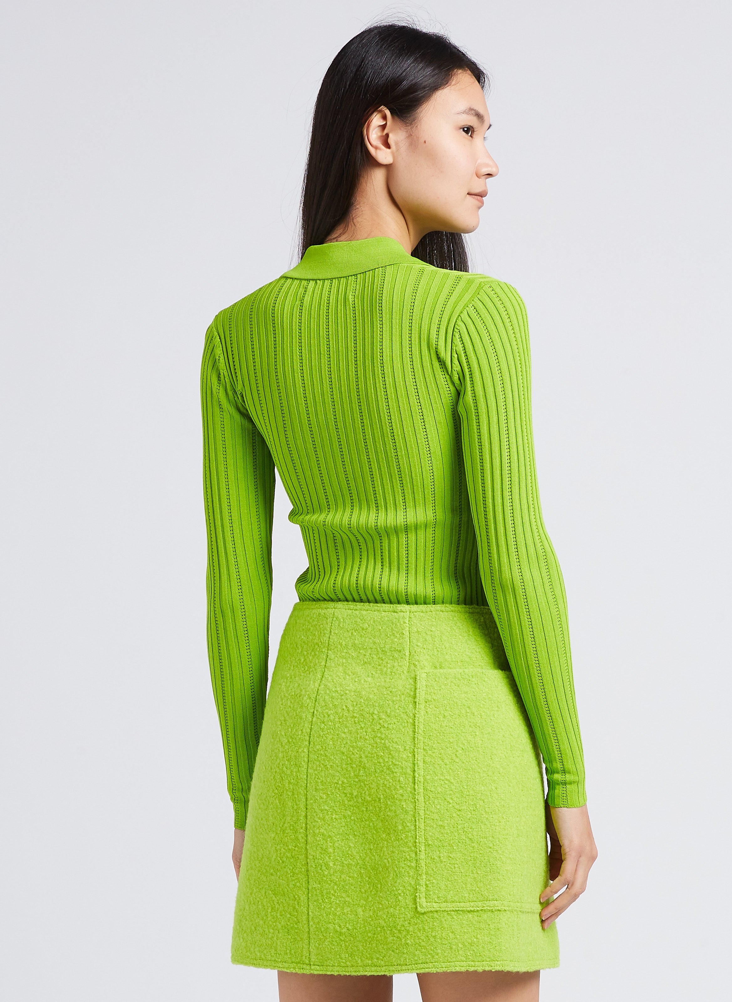 Eng anliegendes Top mit klassischem Kragen SAMSOE SAMSOE Grun