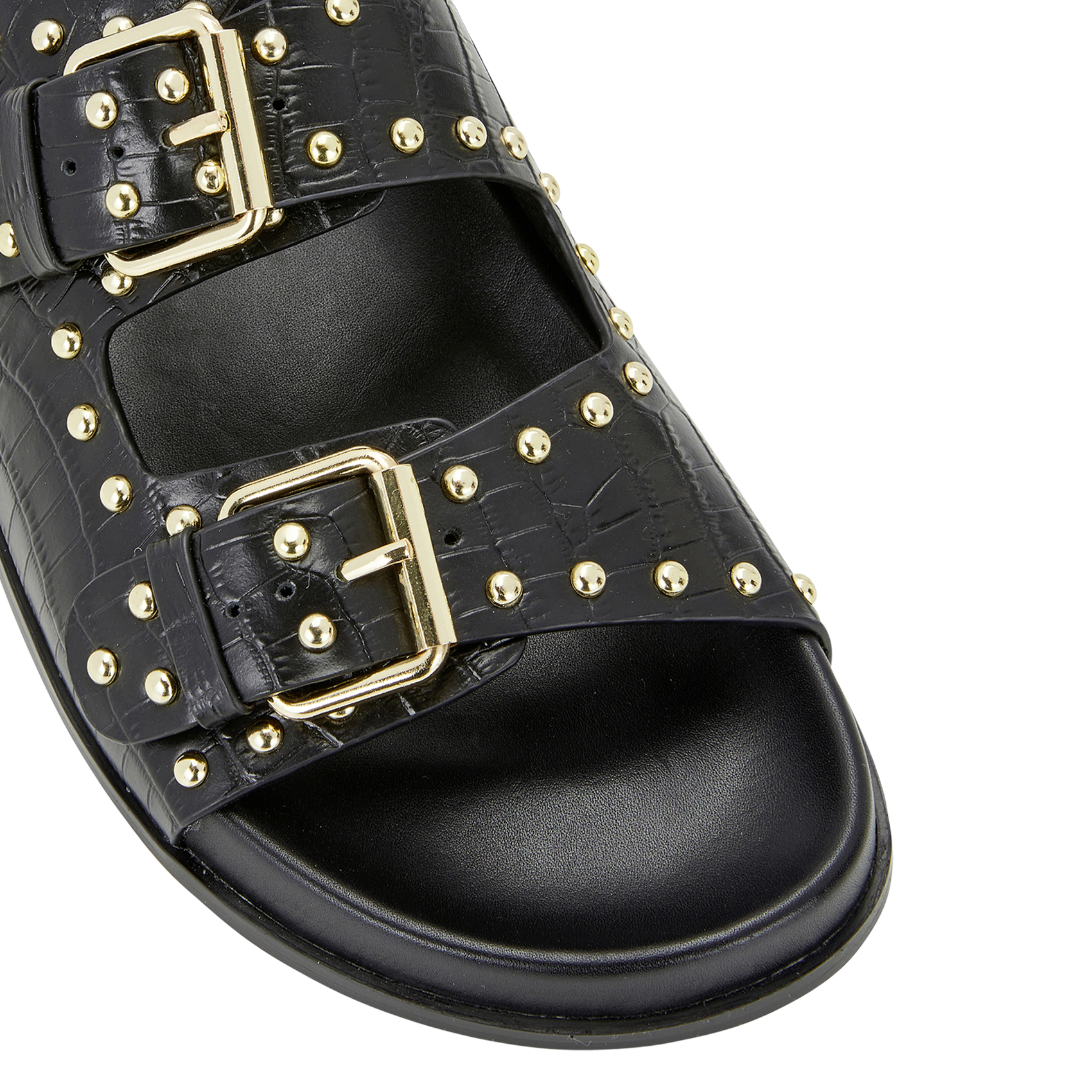 Flat leather mules COSMOPARIS Black