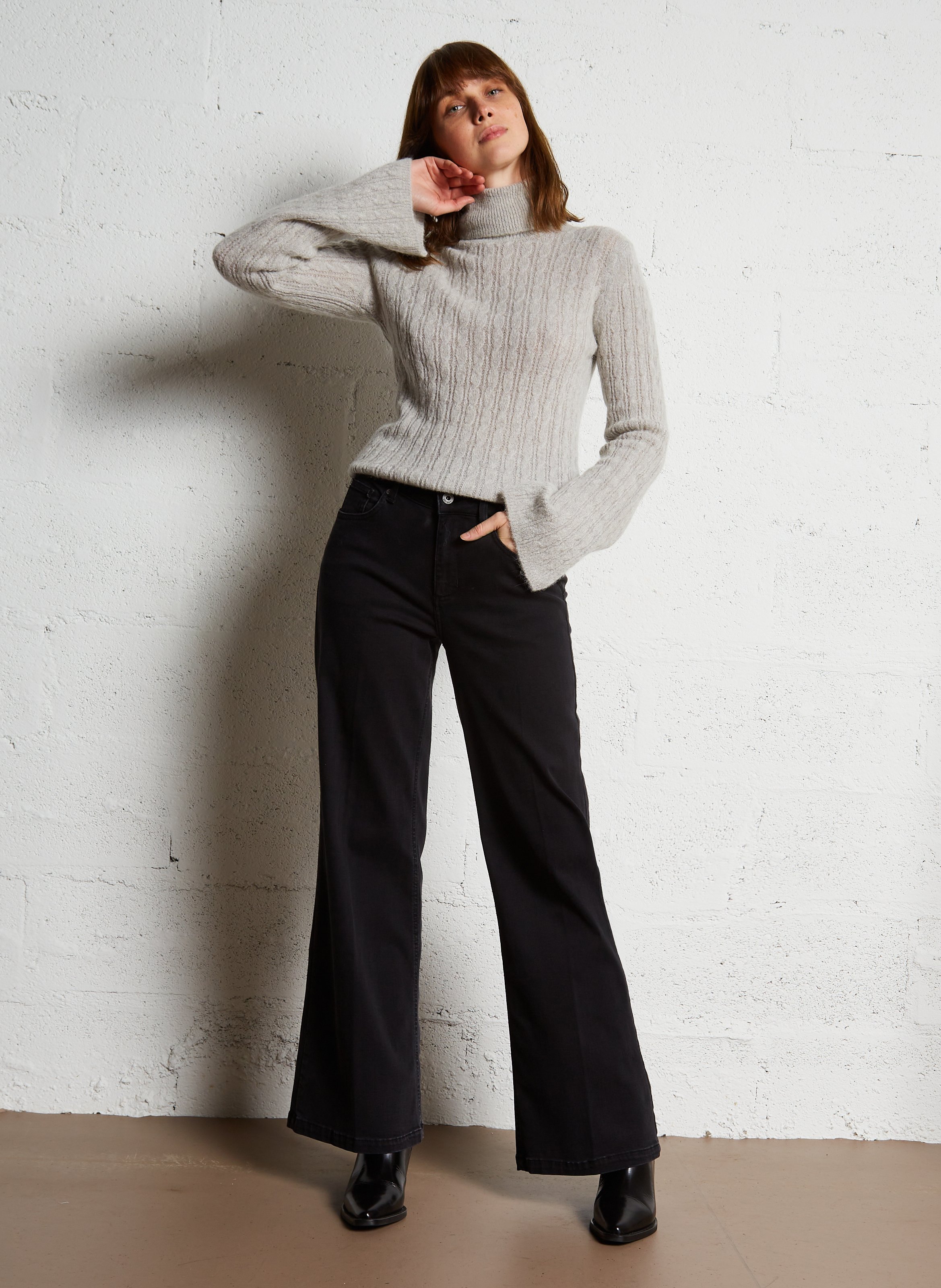 Flared jeans met hoge taille | katoenblend LIU JO Zwart