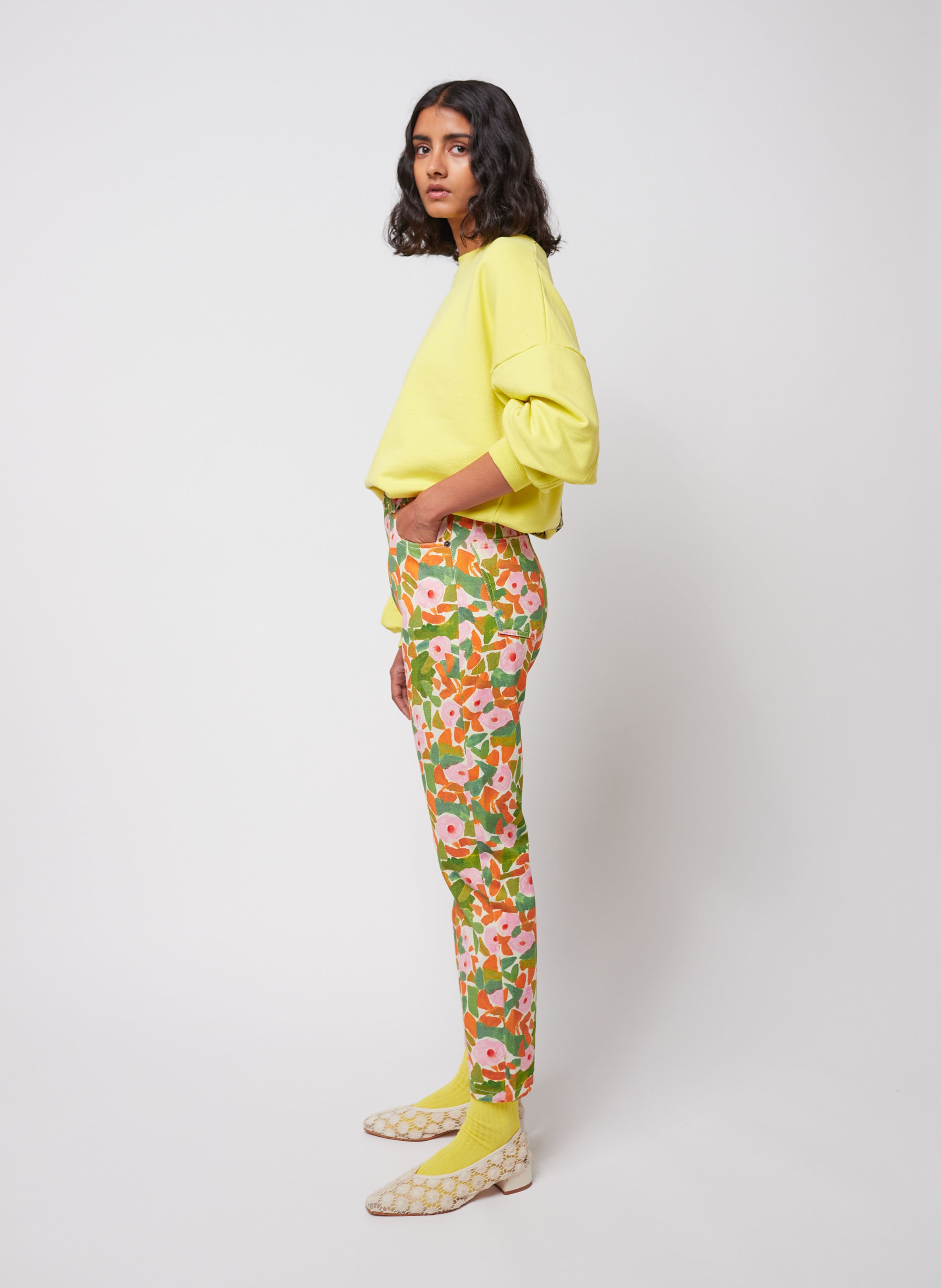 Biologische bloemenprint worteljeans van katoen BOBO CHOSES Veelkleurig