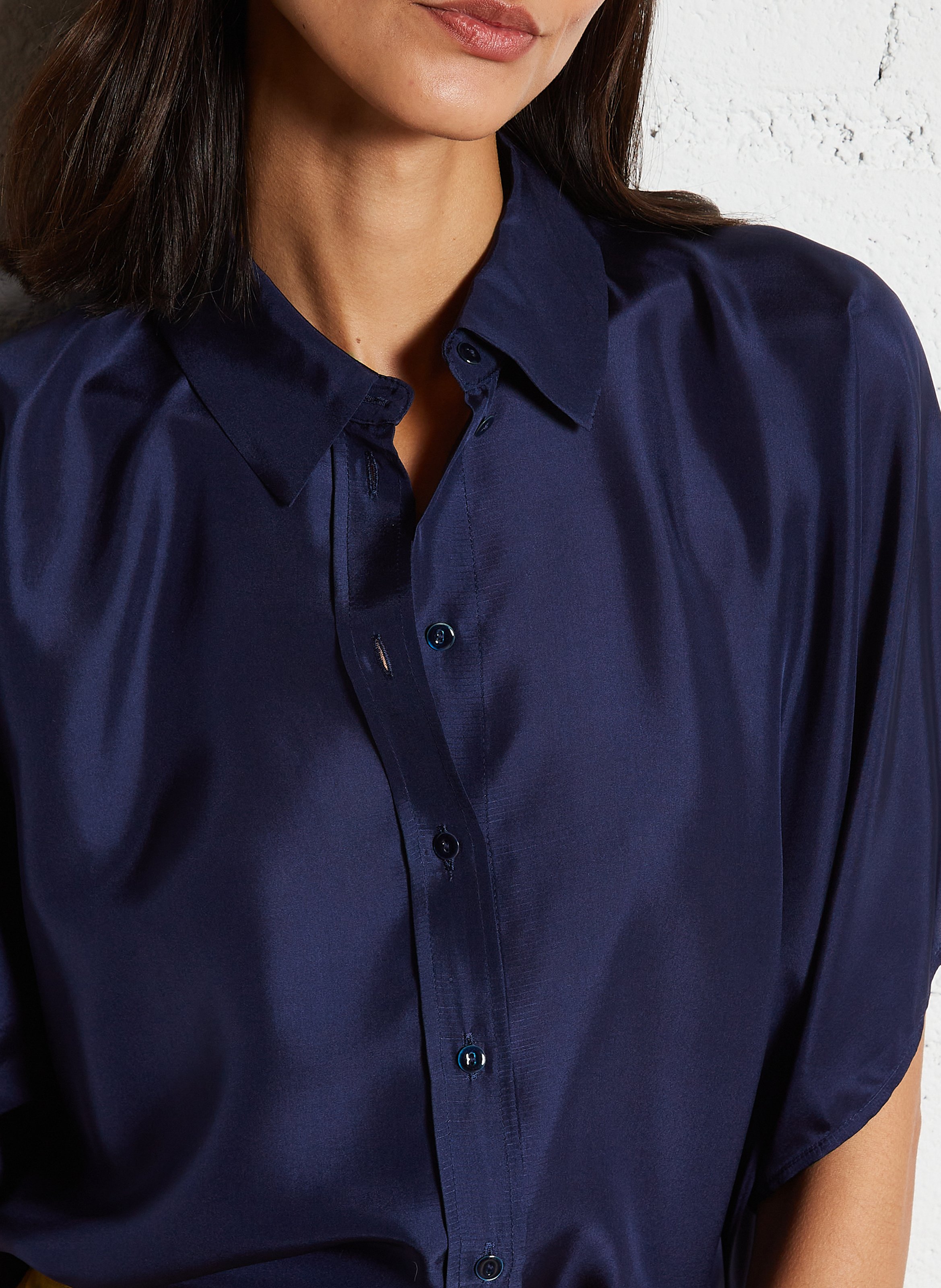 Chemise manches courtes en soie MOMONI Bleu