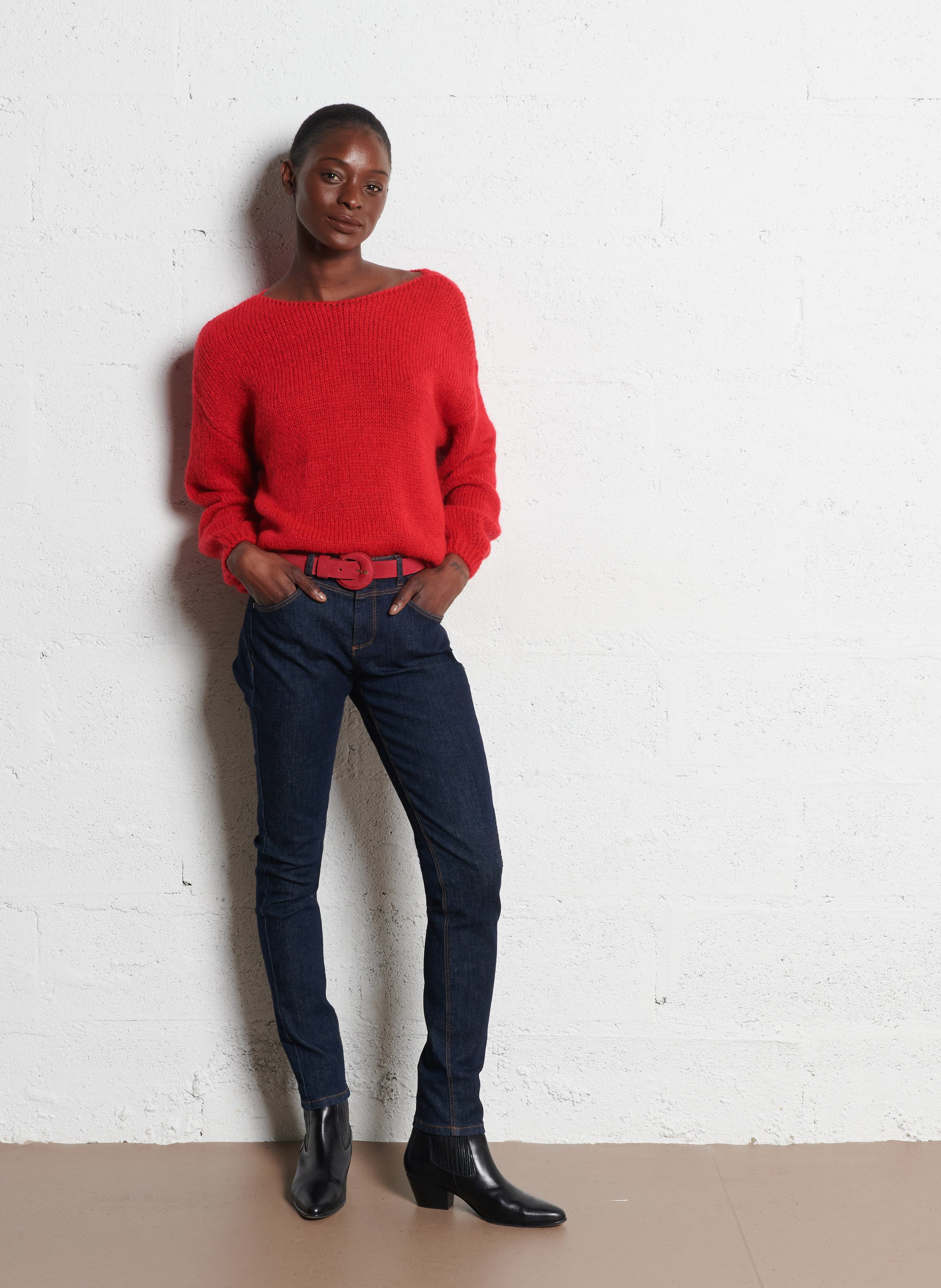 Oversized trui met boothals  ONE STEP Rood