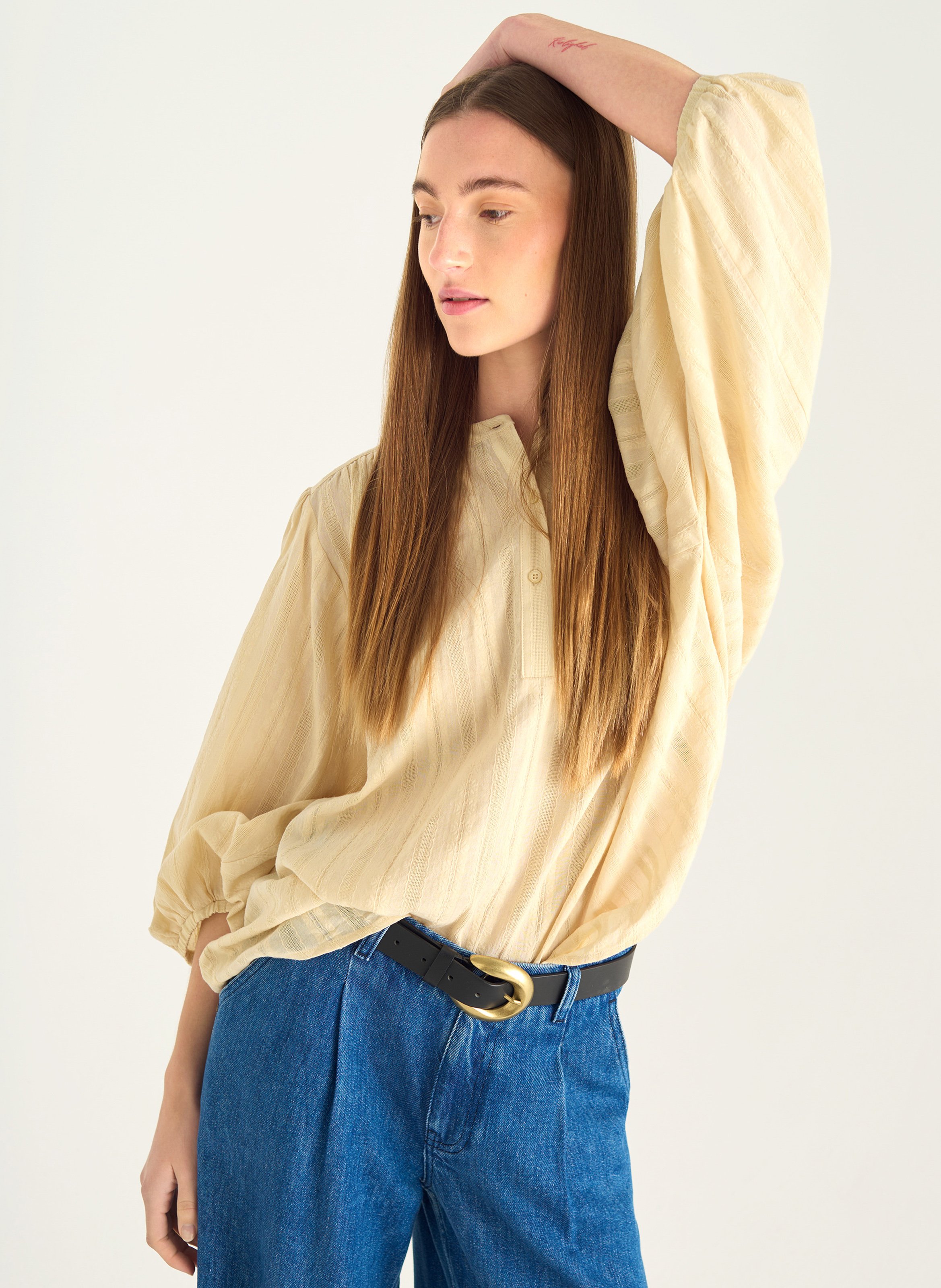 Oversized blouse in cutout cotton canvas ACOTE White