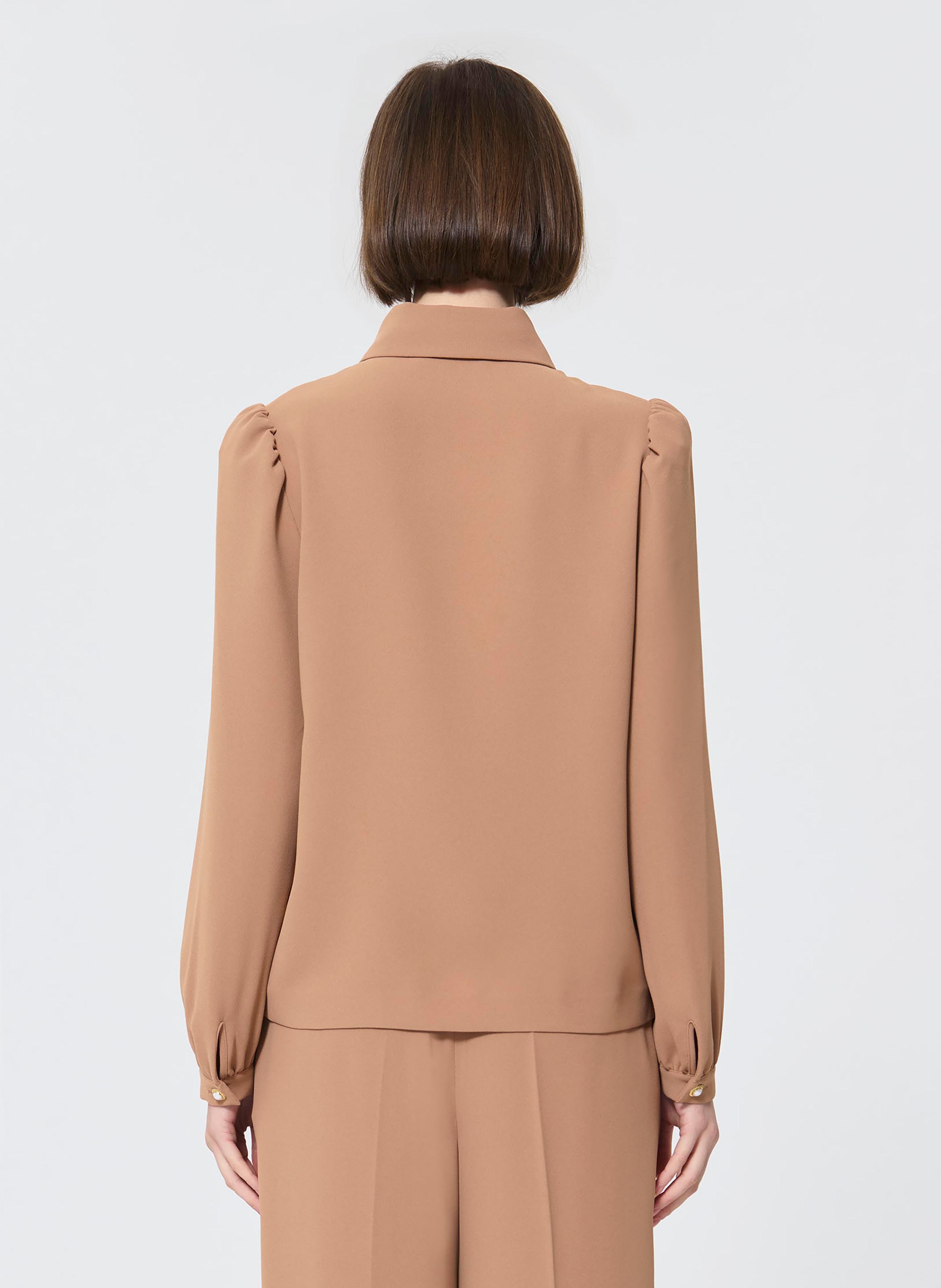 Blouse with leather collar TARA JARMON Brown