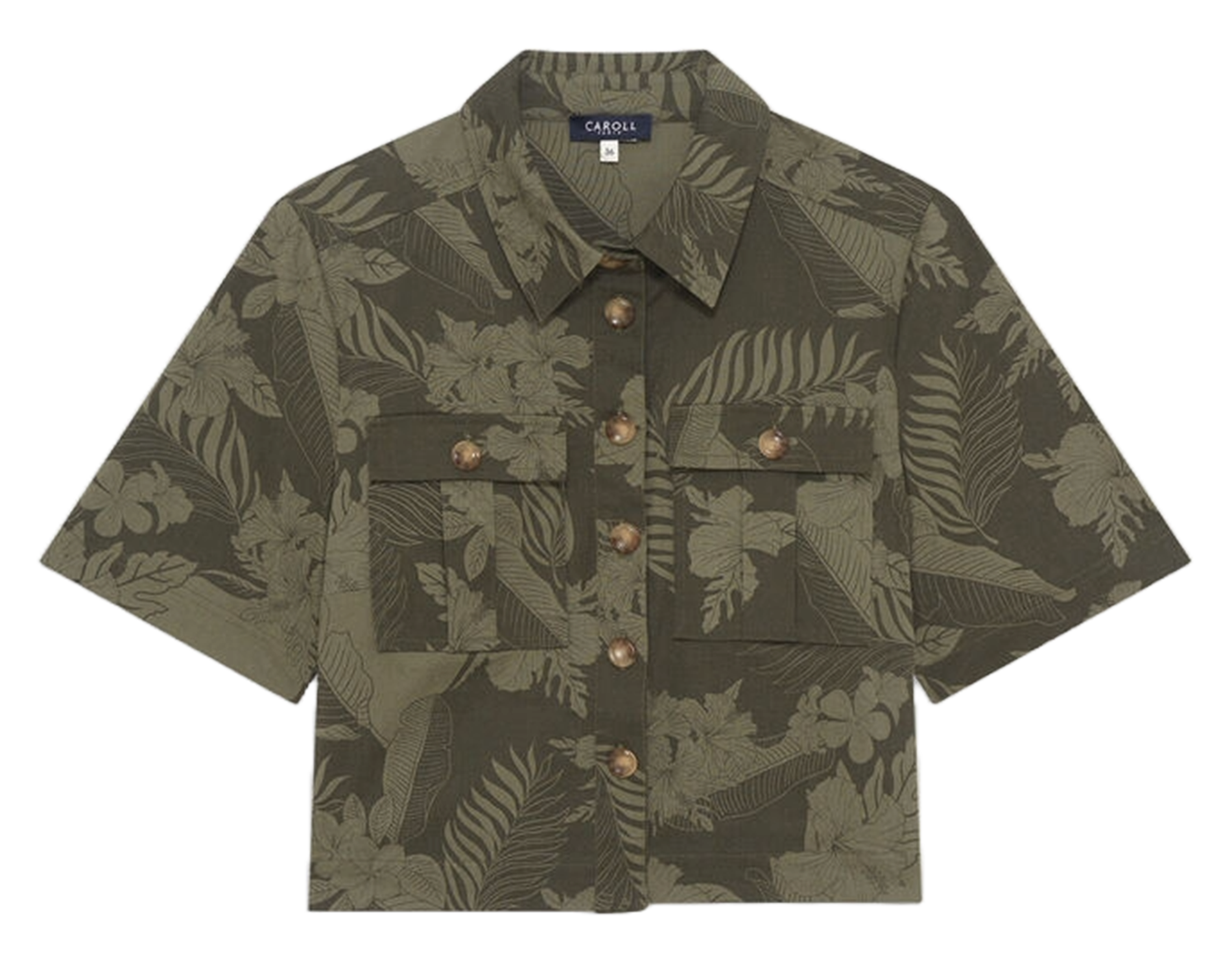 Cotton and linen shirt with classic collar CAROLL Green