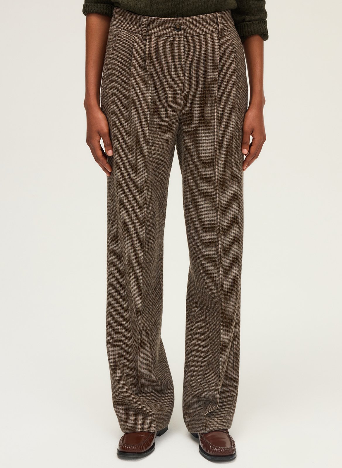 Wide woollen trousers PABLO Green
