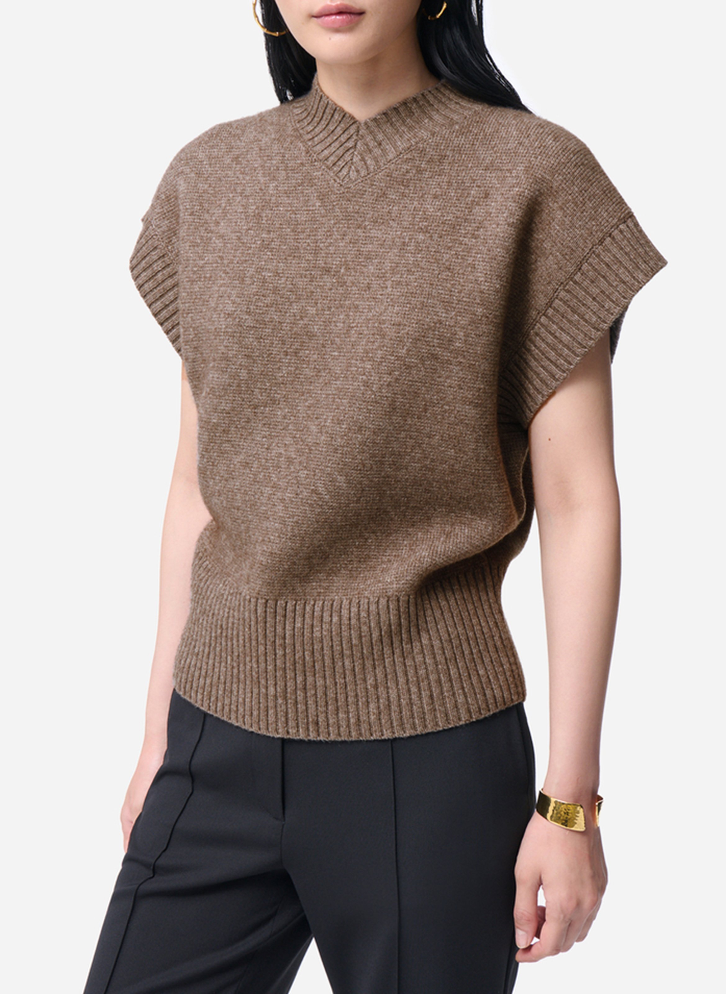 Pull col V en laine  VANESSA BRUNO Gris