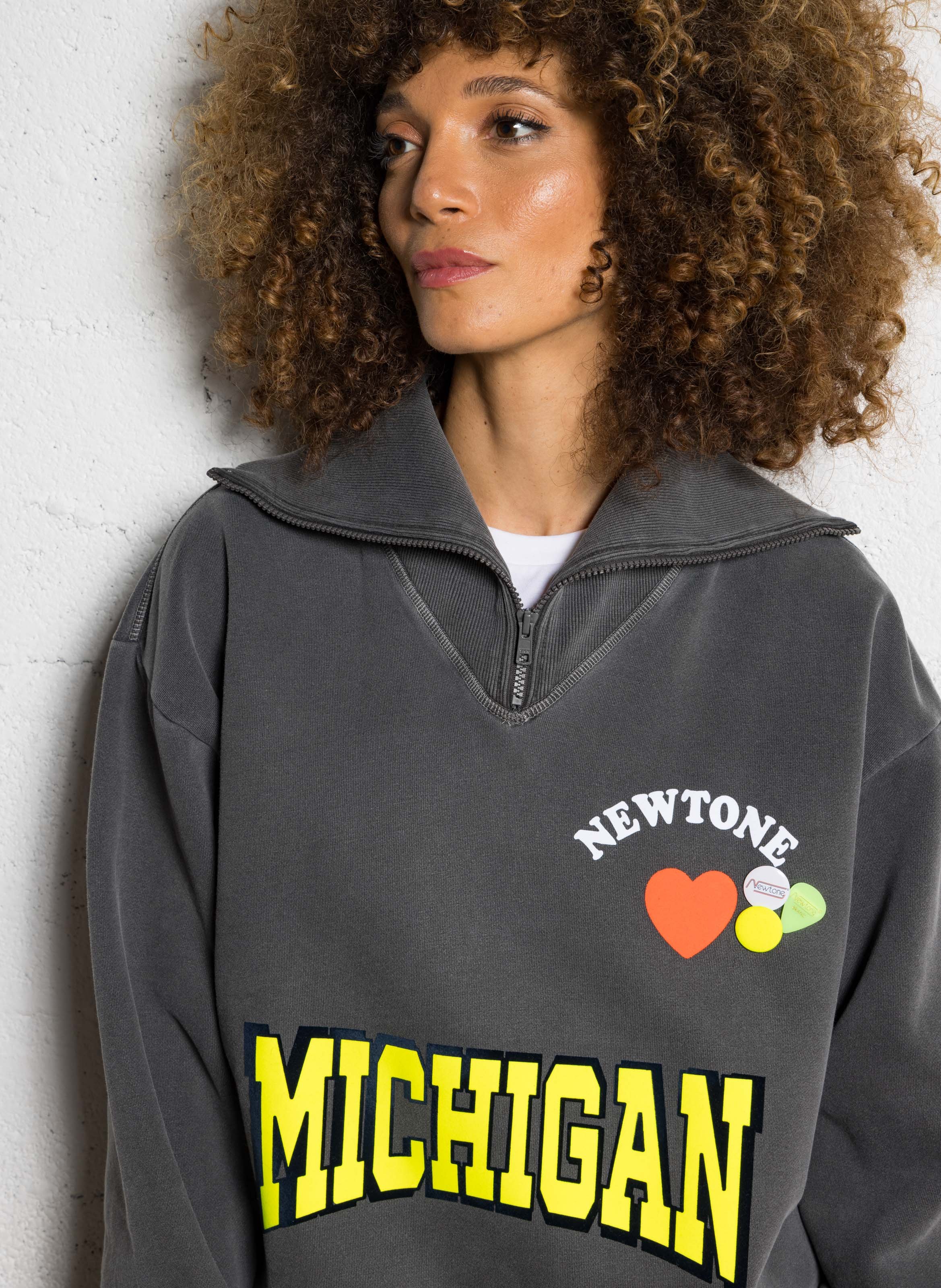 Oversized cotton sweatshirt with high neck NEWTONE Grey