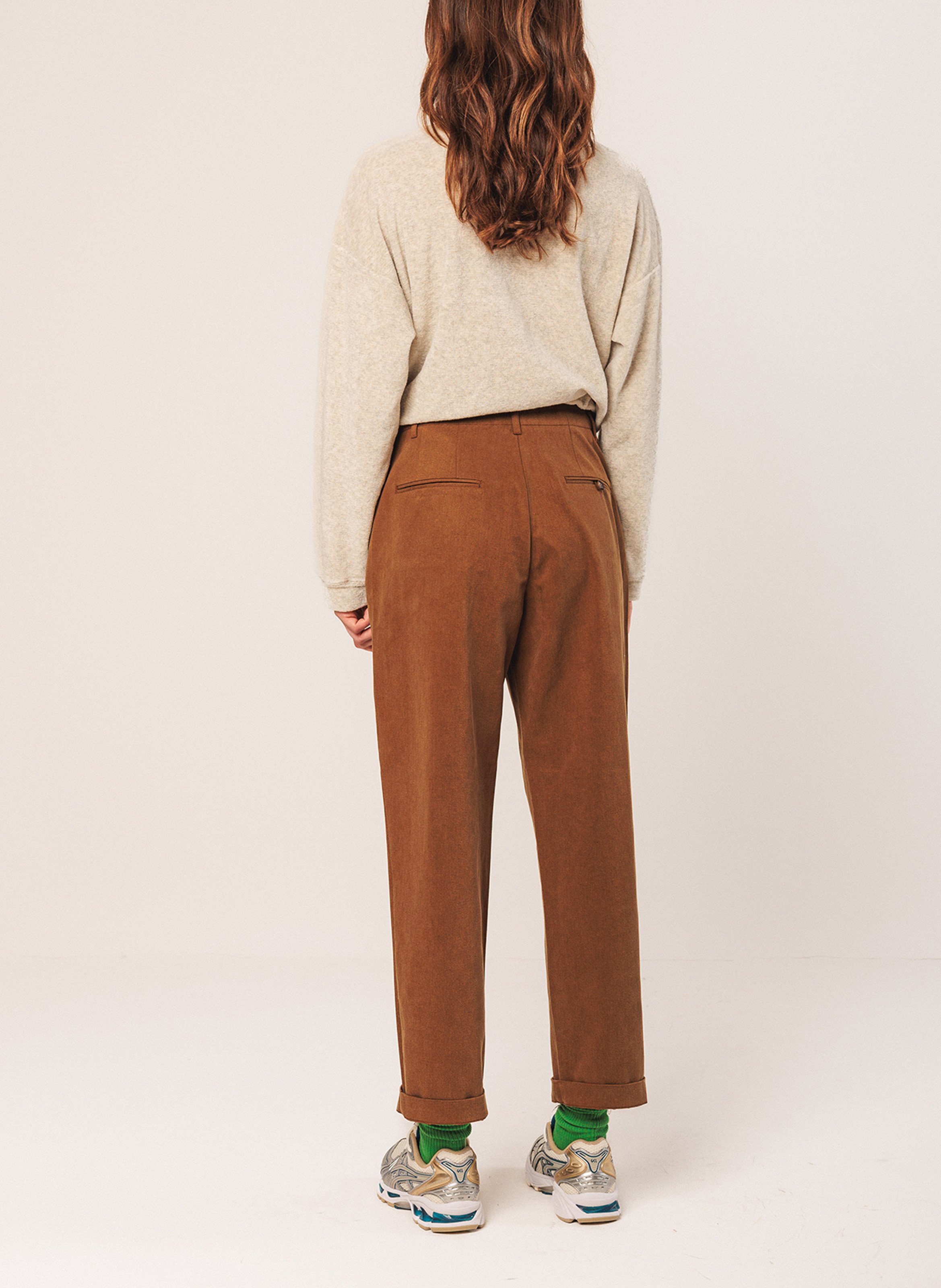 Straight leg trousers in blended cotton INDI & COLD Brown