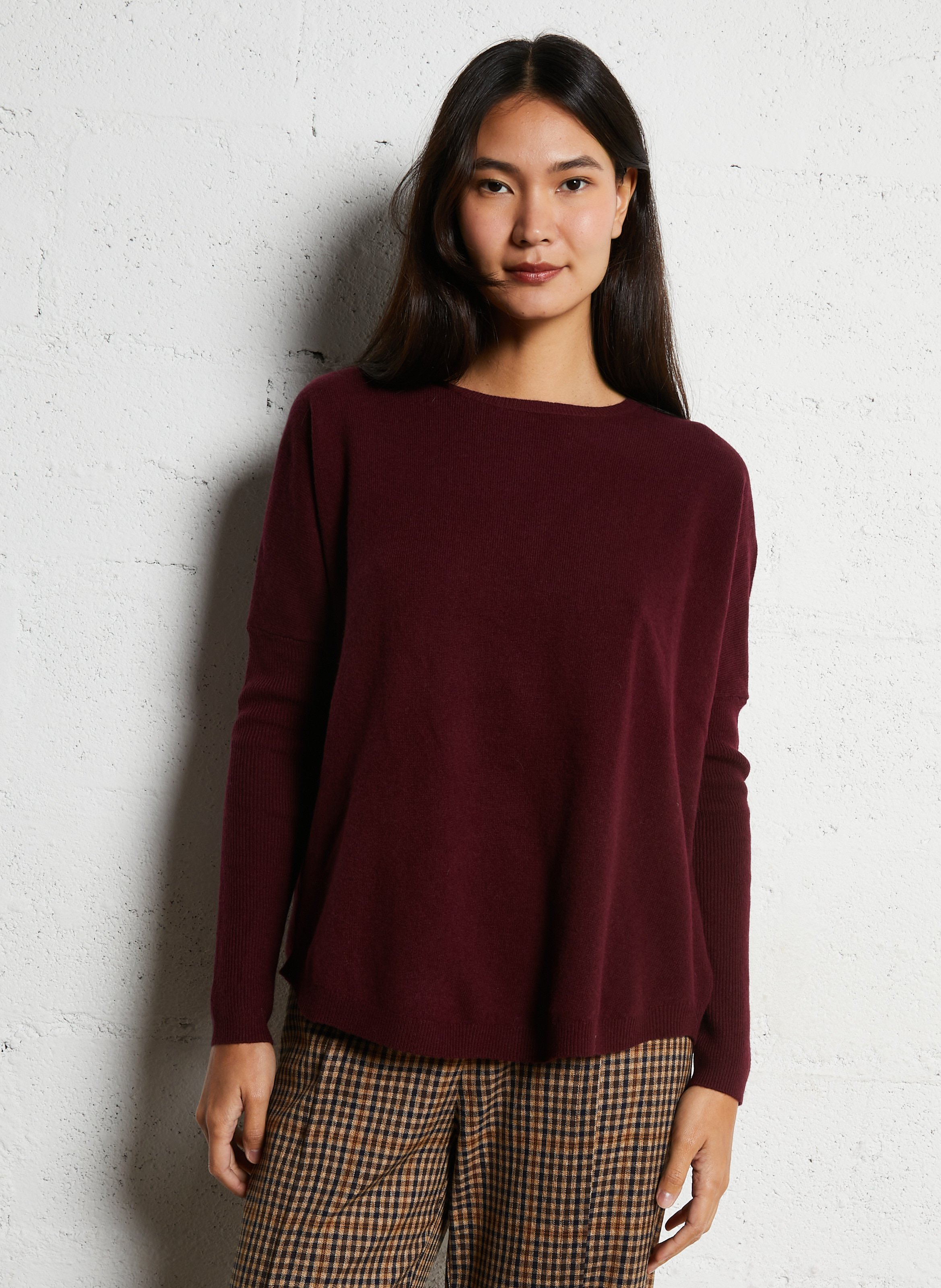 Pull ample uni en laine JC SOPHIE Rouge