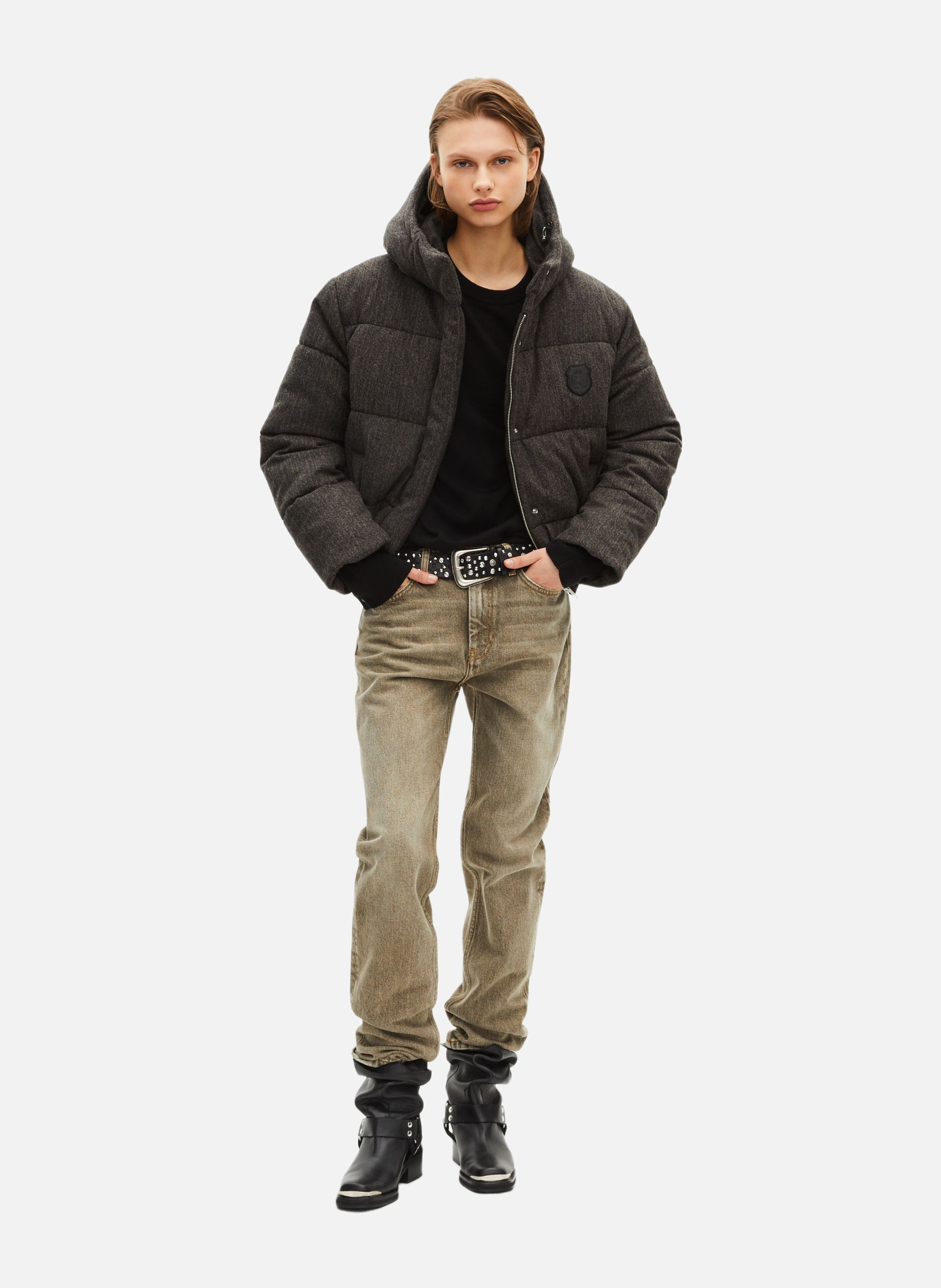 Short wool puffer jacket THE KOOPLES Grey