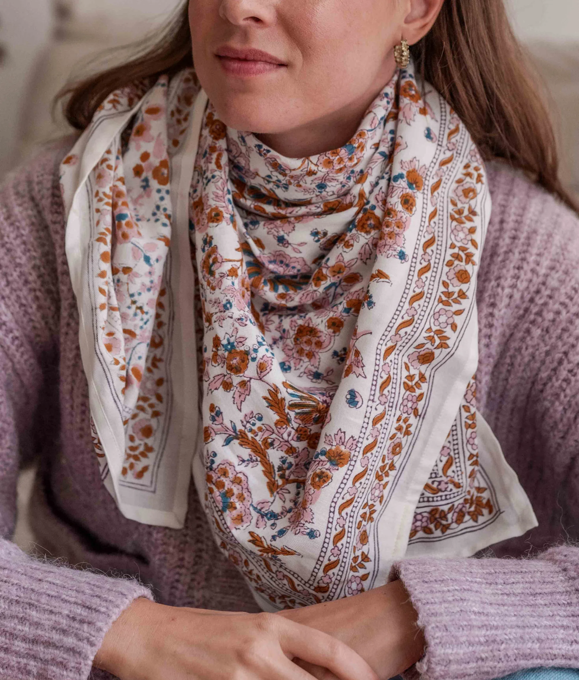 Adult printed Kiala scarf BINDI ATELIER White