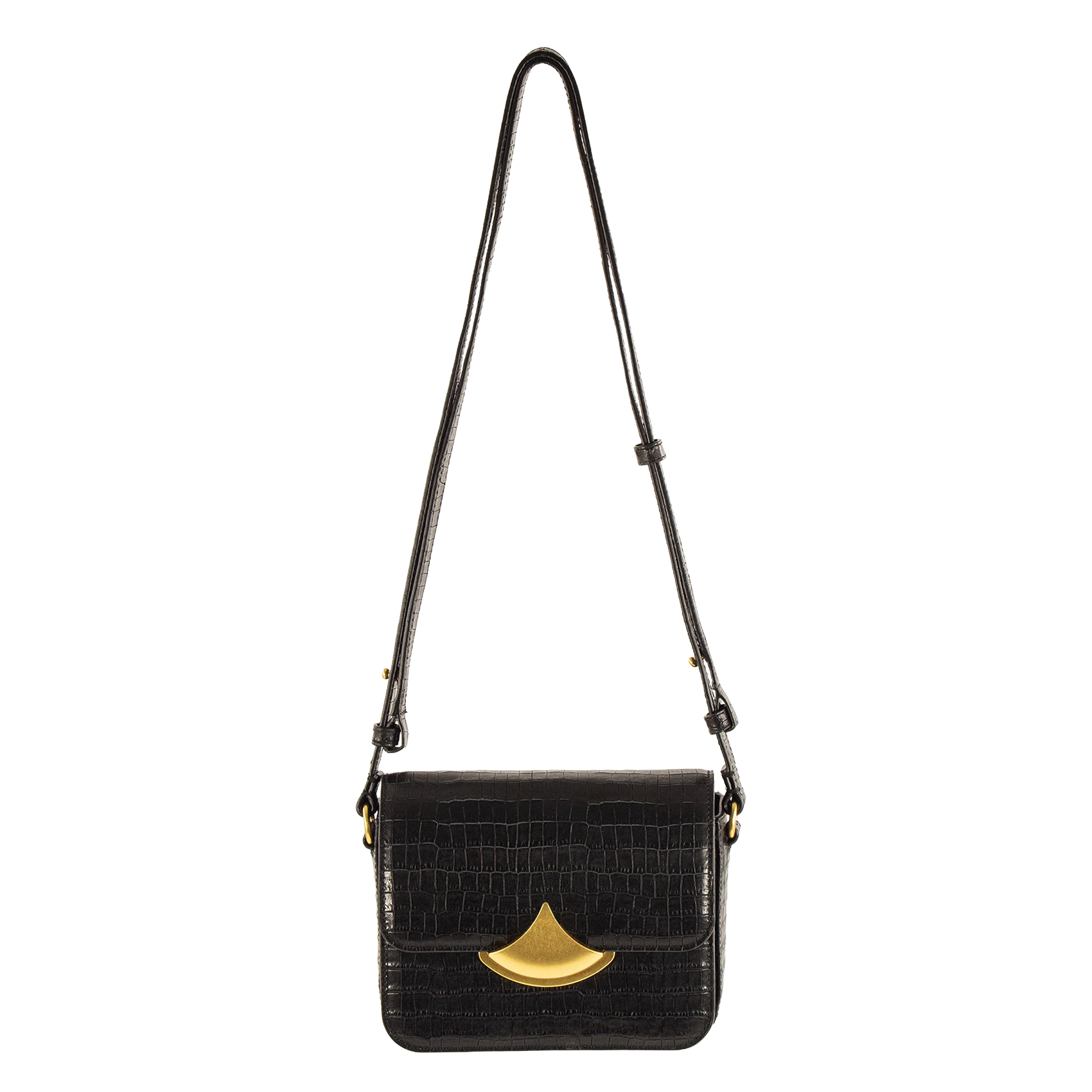 Sac bandoulière en cuir effet crocodile SESSUN Noir