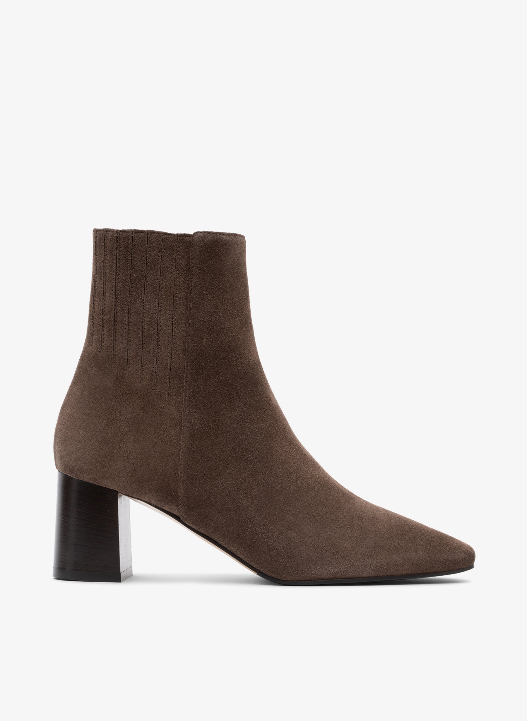 Taupe calf leather ankle boots PARALLELE PARIS Grey