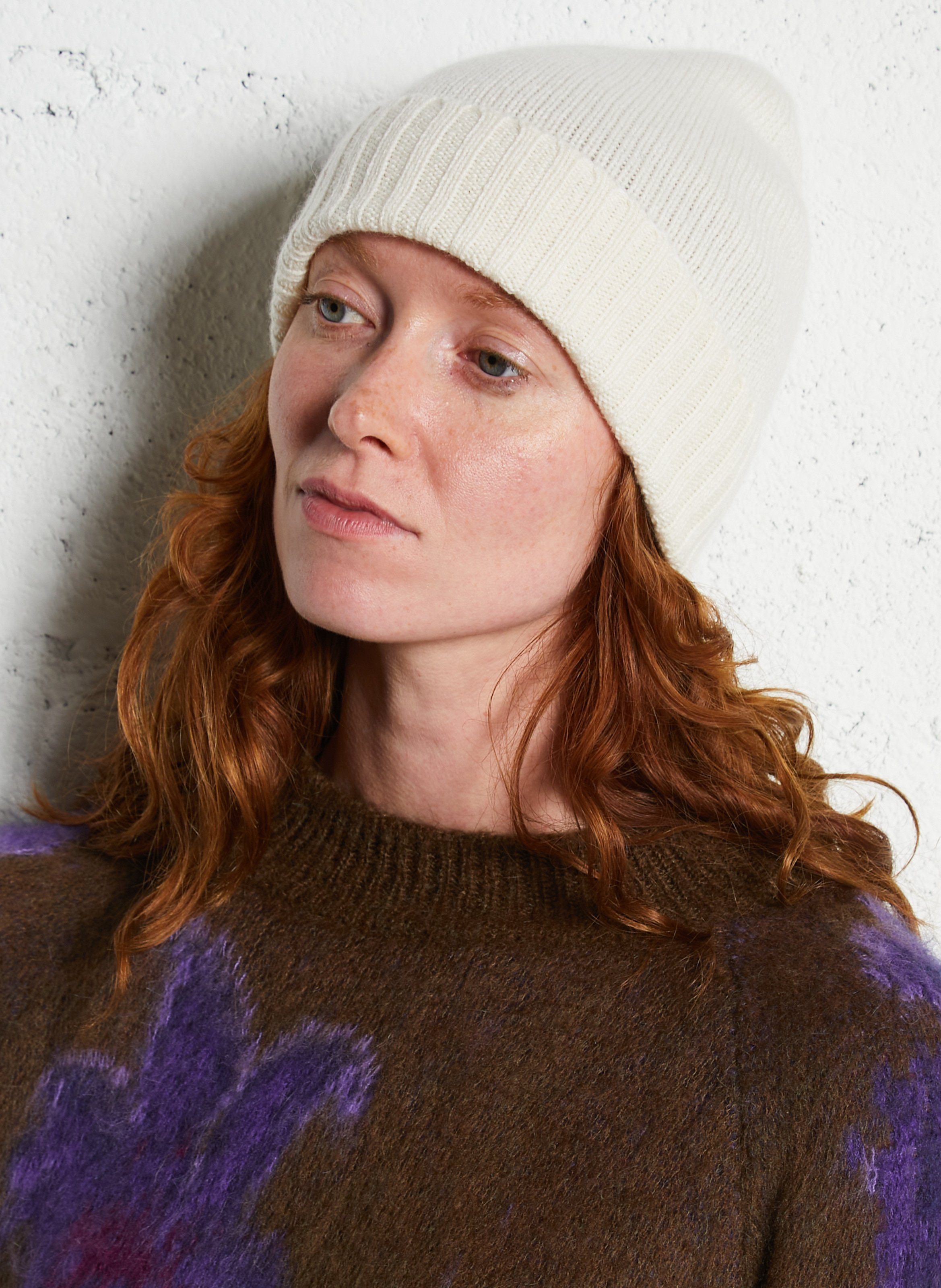 Bonnet en cachemire KUJTEN Blanc