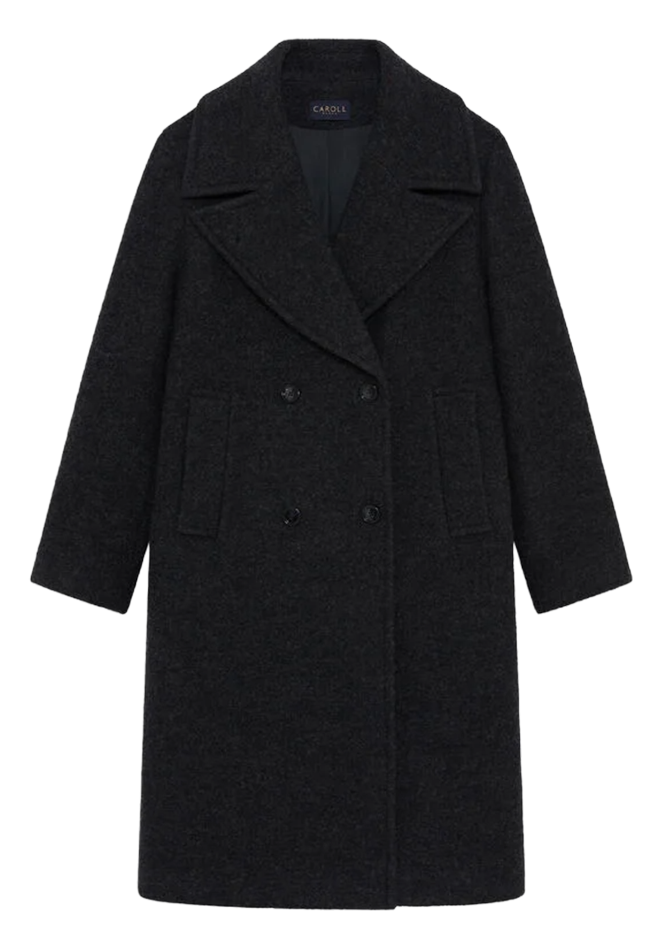 Oversized wool-blend coat with tailored collar CAROLL Blue