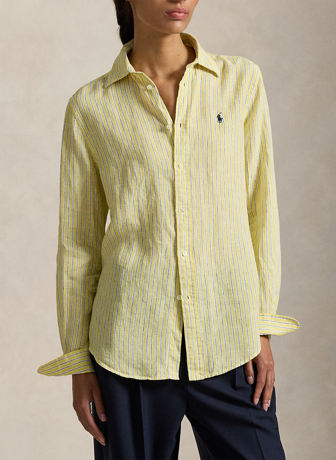 Recht, linnen overhemd met klassieke kraag POLO RALPH LAUREN Geel