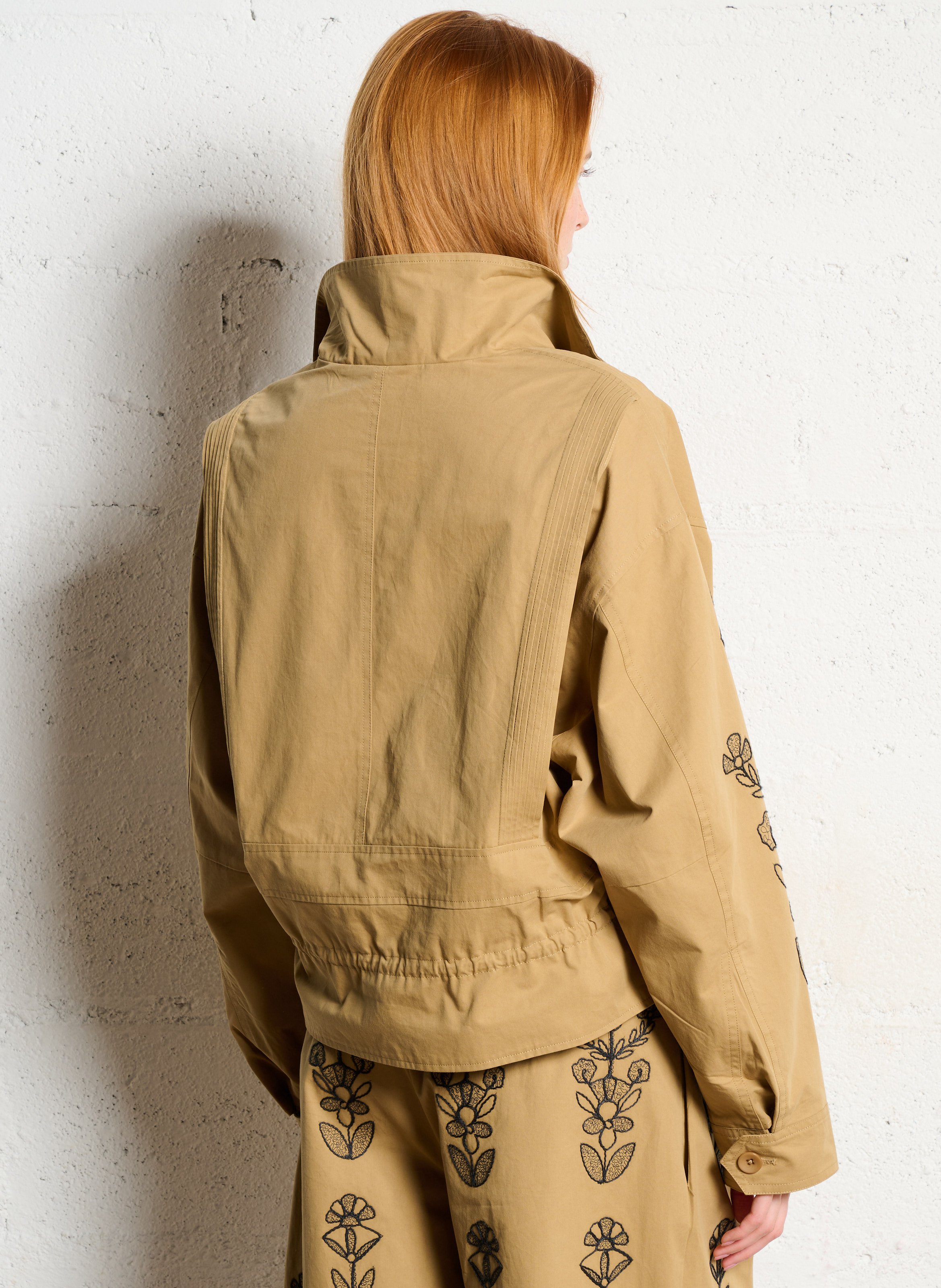 Geborduurde katoenen jas ANTIK BATIK Beige