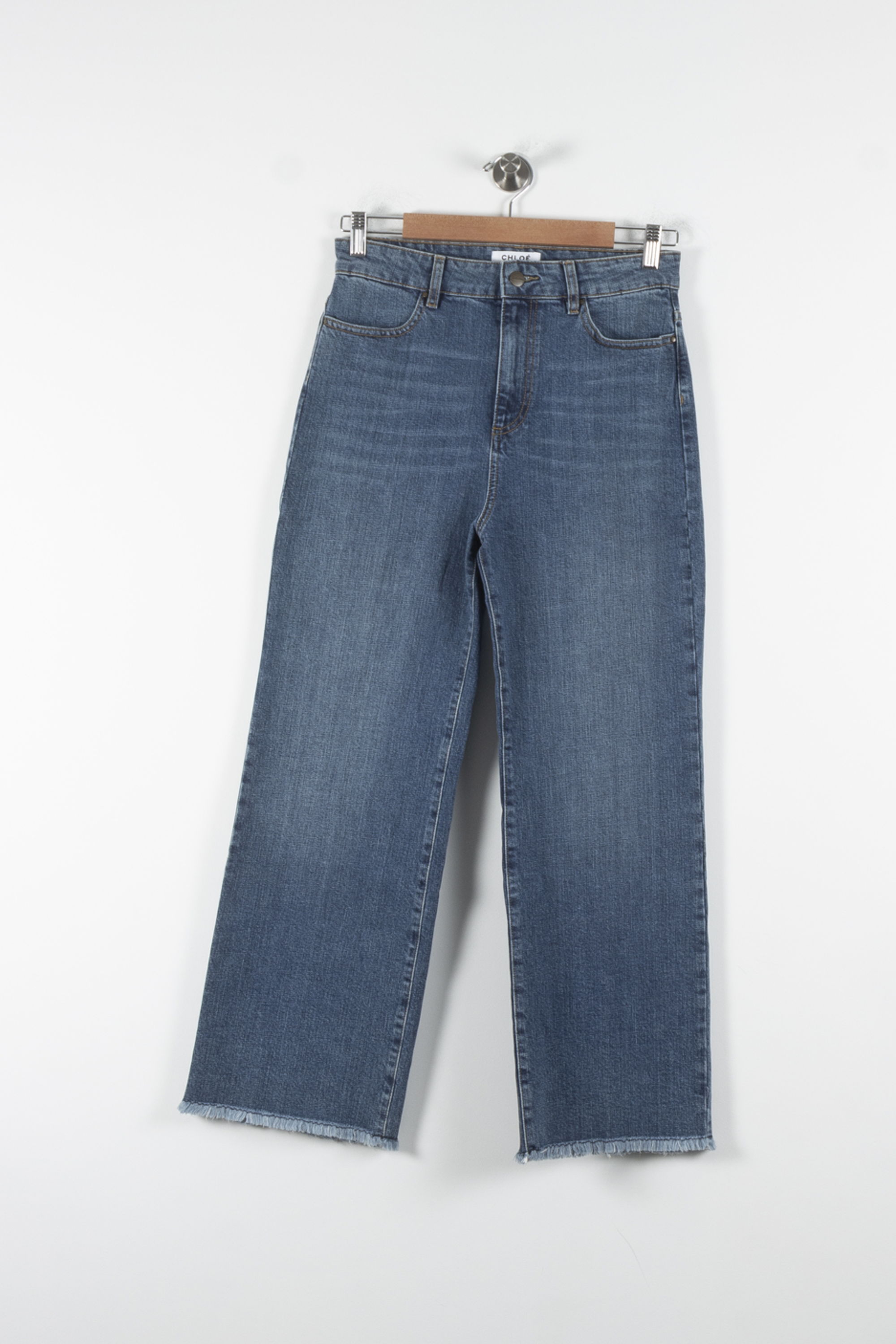 Cropped slim jeans with studs CHLOE STORA - SECONDE MAIN Blue