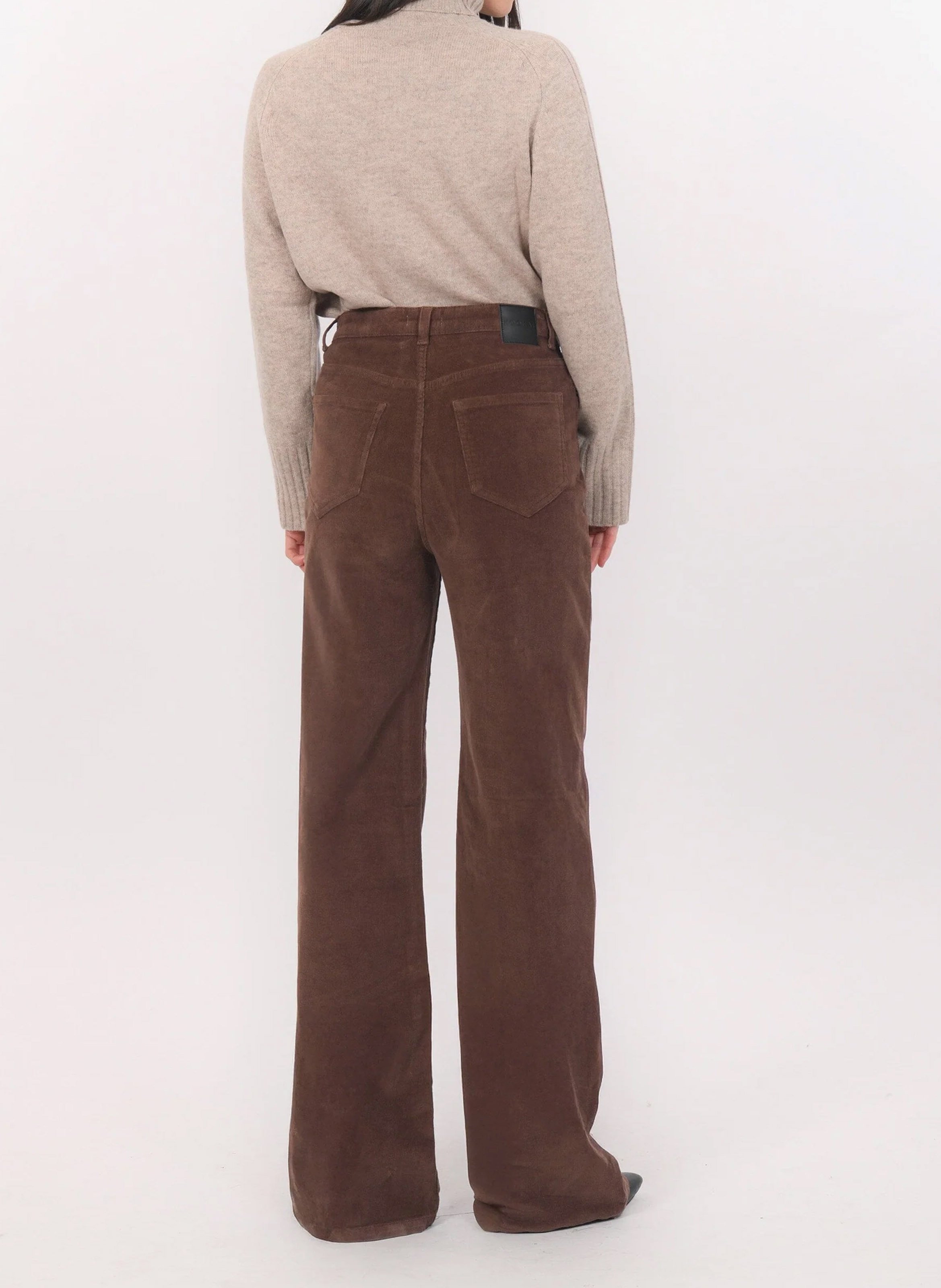 High-rise flared cotton-blend pants KOOKAI Brown
