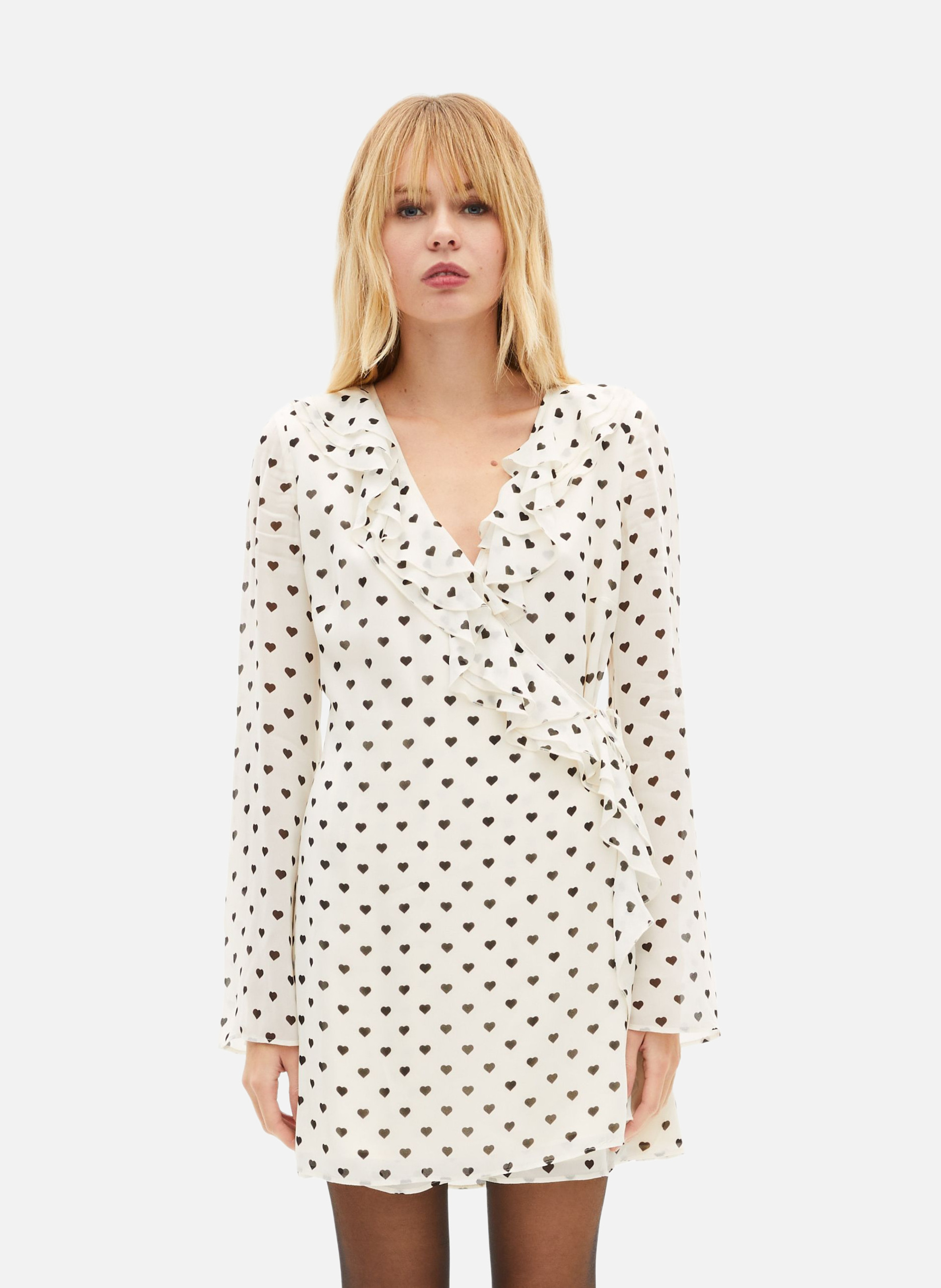 Short wrap dress with heart print THE KOOPLES White