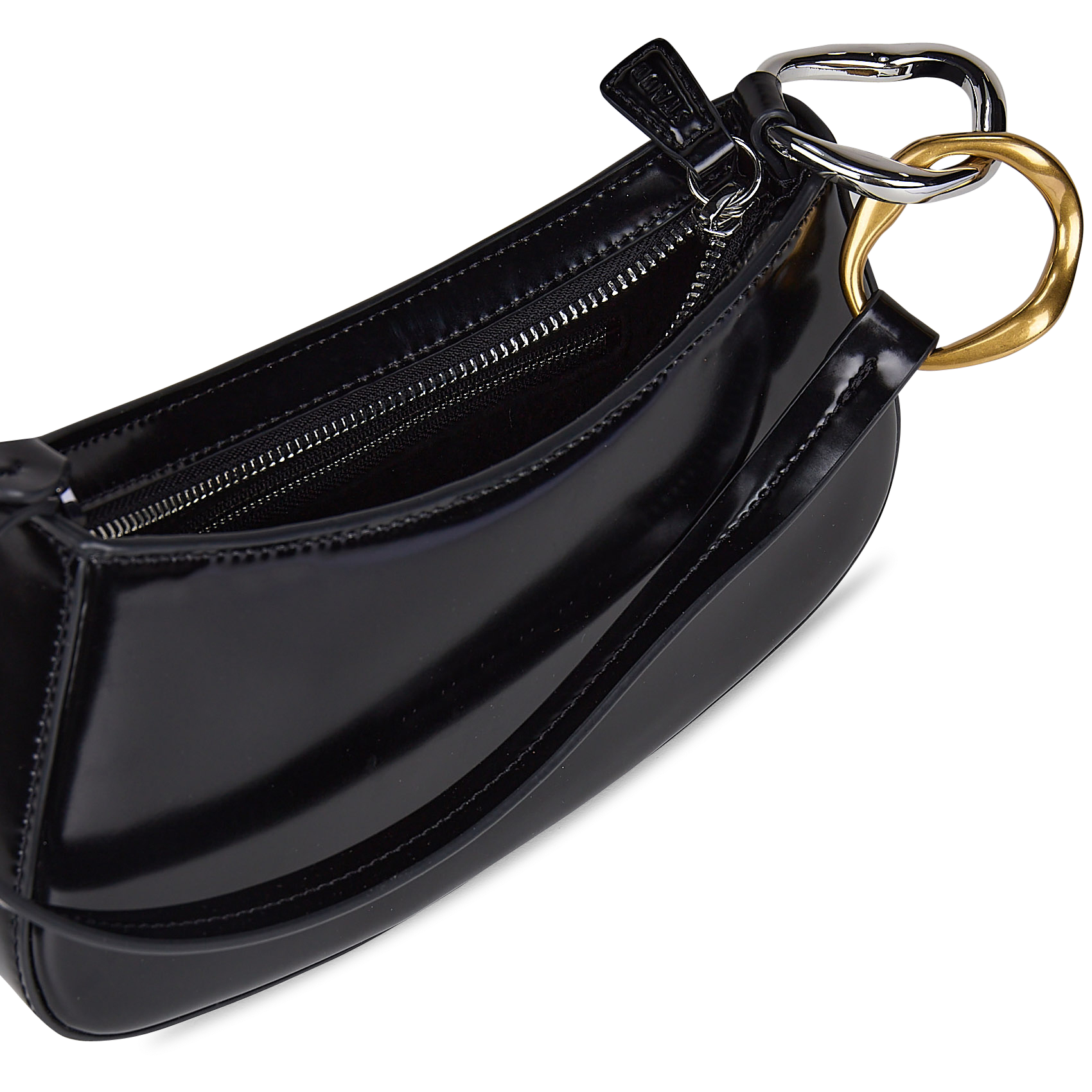 Sac baguette zippé en cuir STAUD Noir