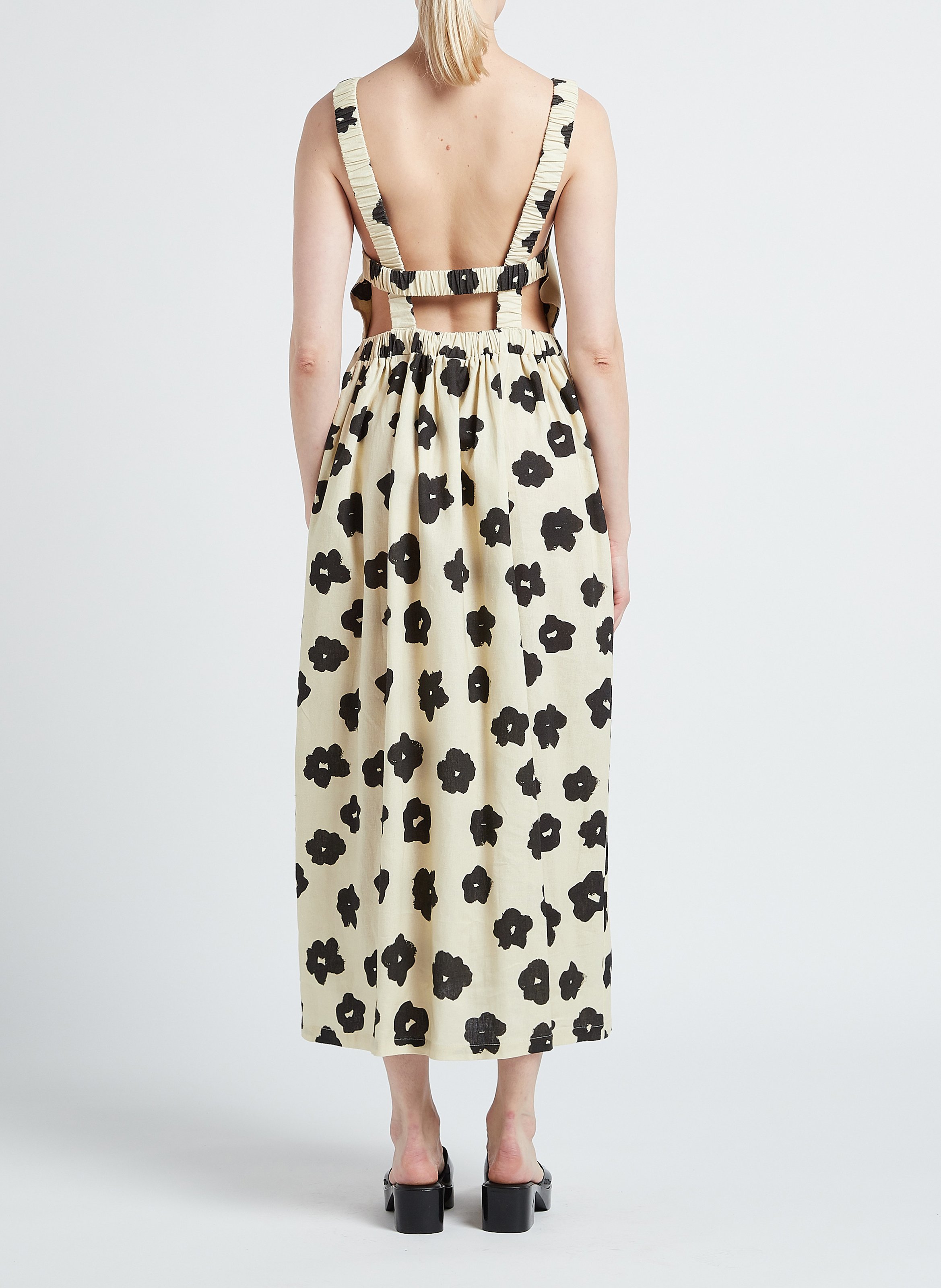 Lange, uitlopende jurk | linnenblend RITA ROW Veelkleurig