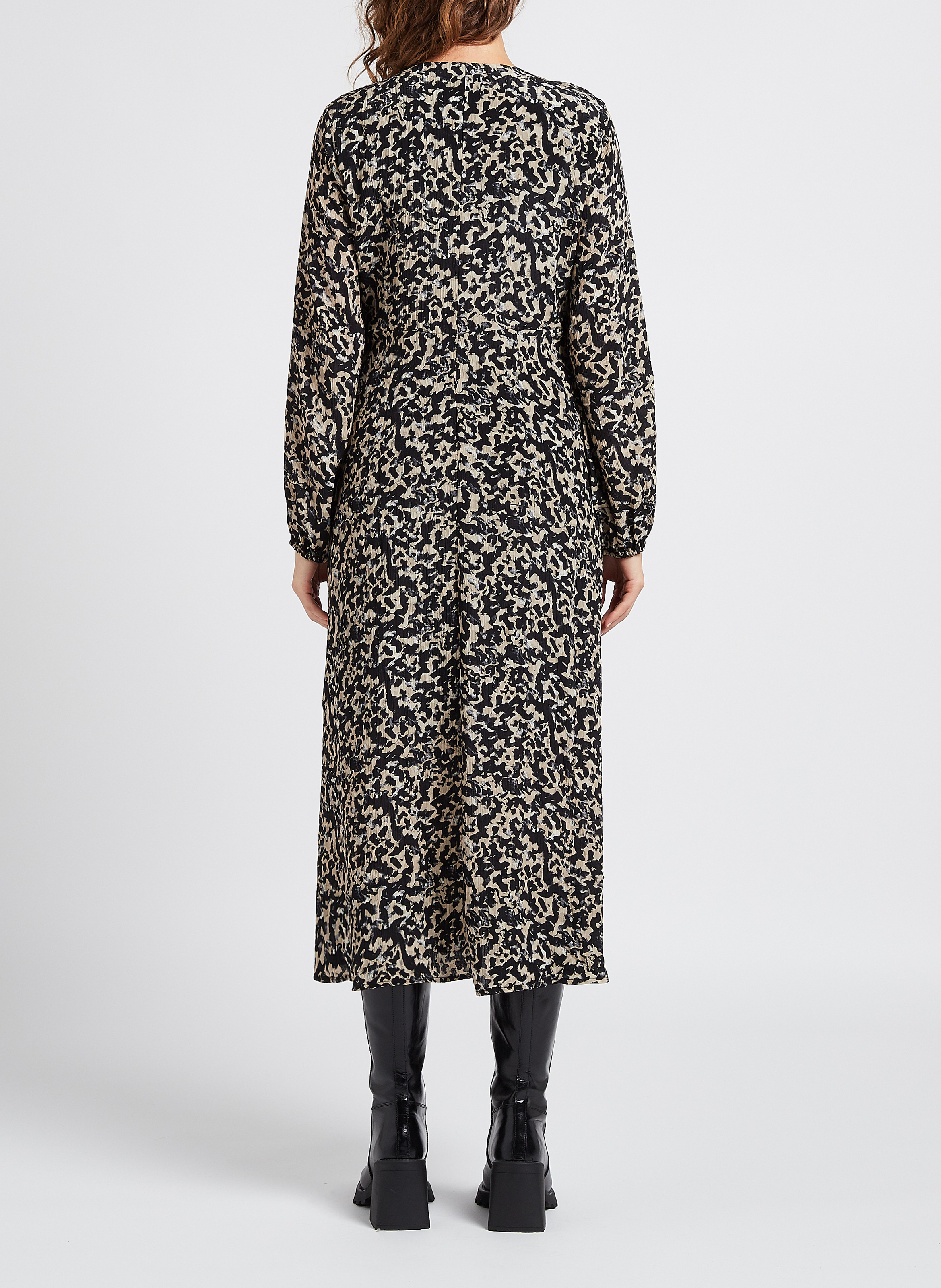 Robe midi col V imprimée  MOSS COPENHAGEN Multicolore