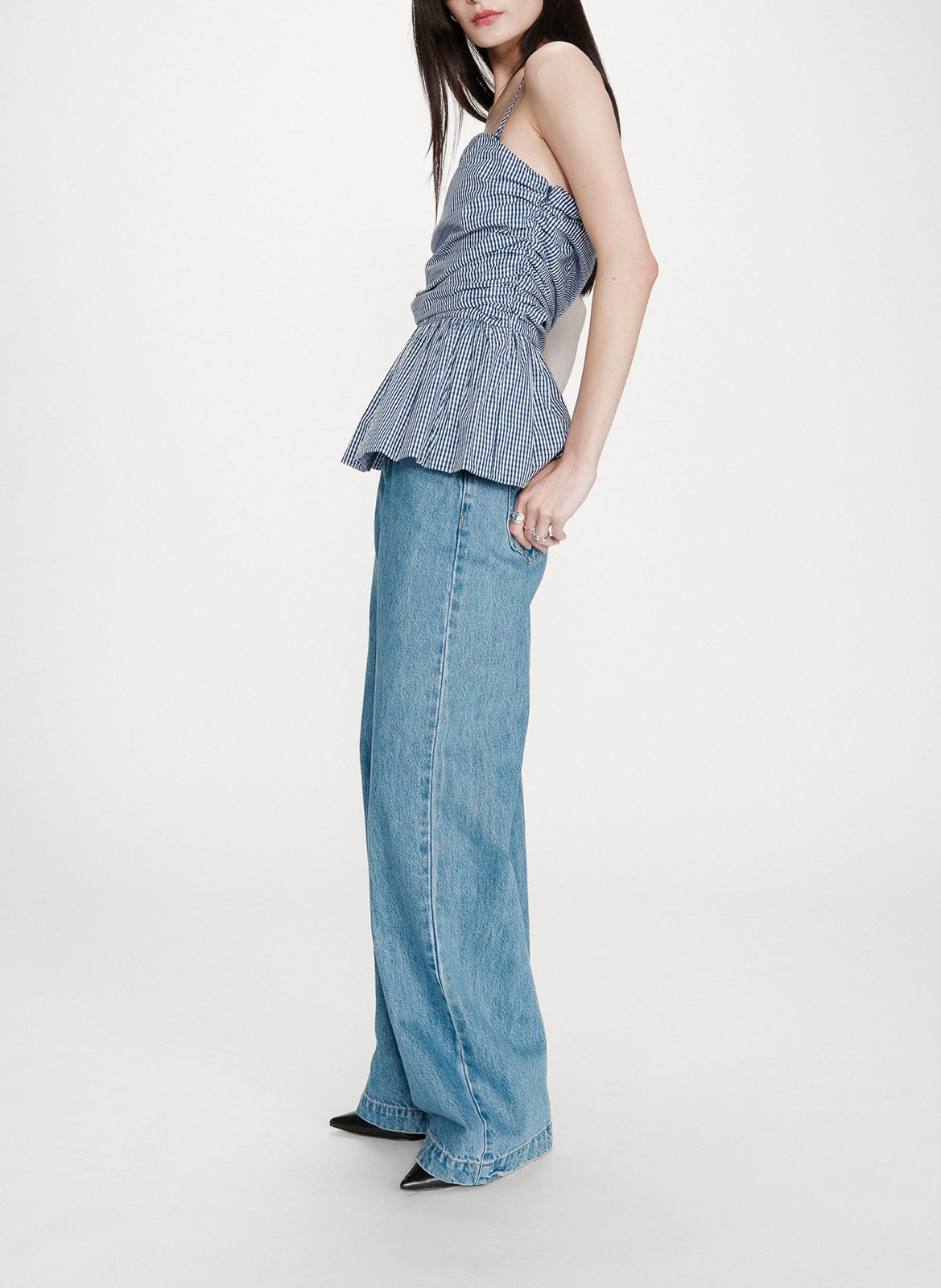 Top droit en coton imprimé GRACE ET MILA Bleu