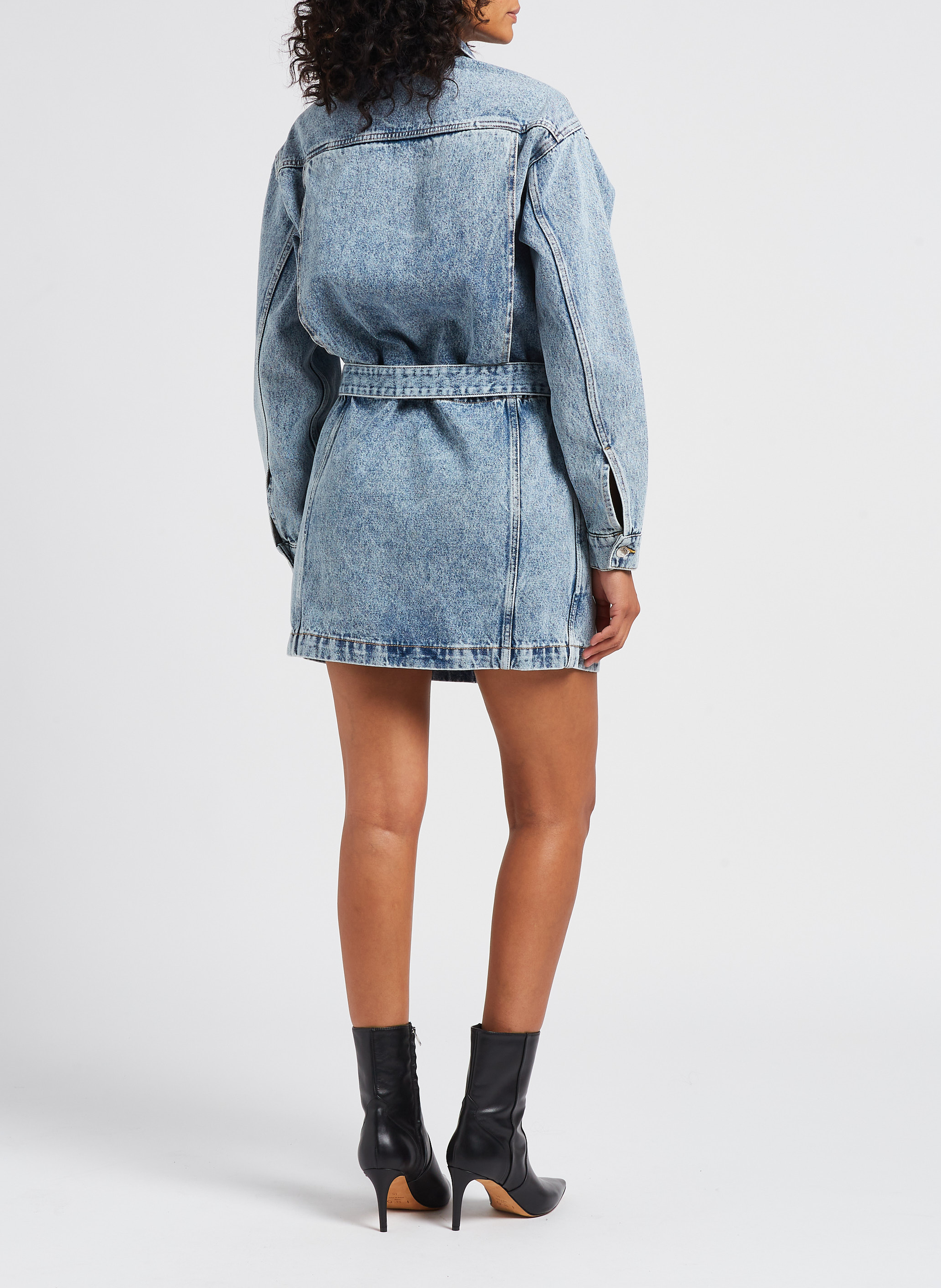 Gerade geschnittenes Denim-Kurzkleid in Stone-Washed-Optik IRO Blau