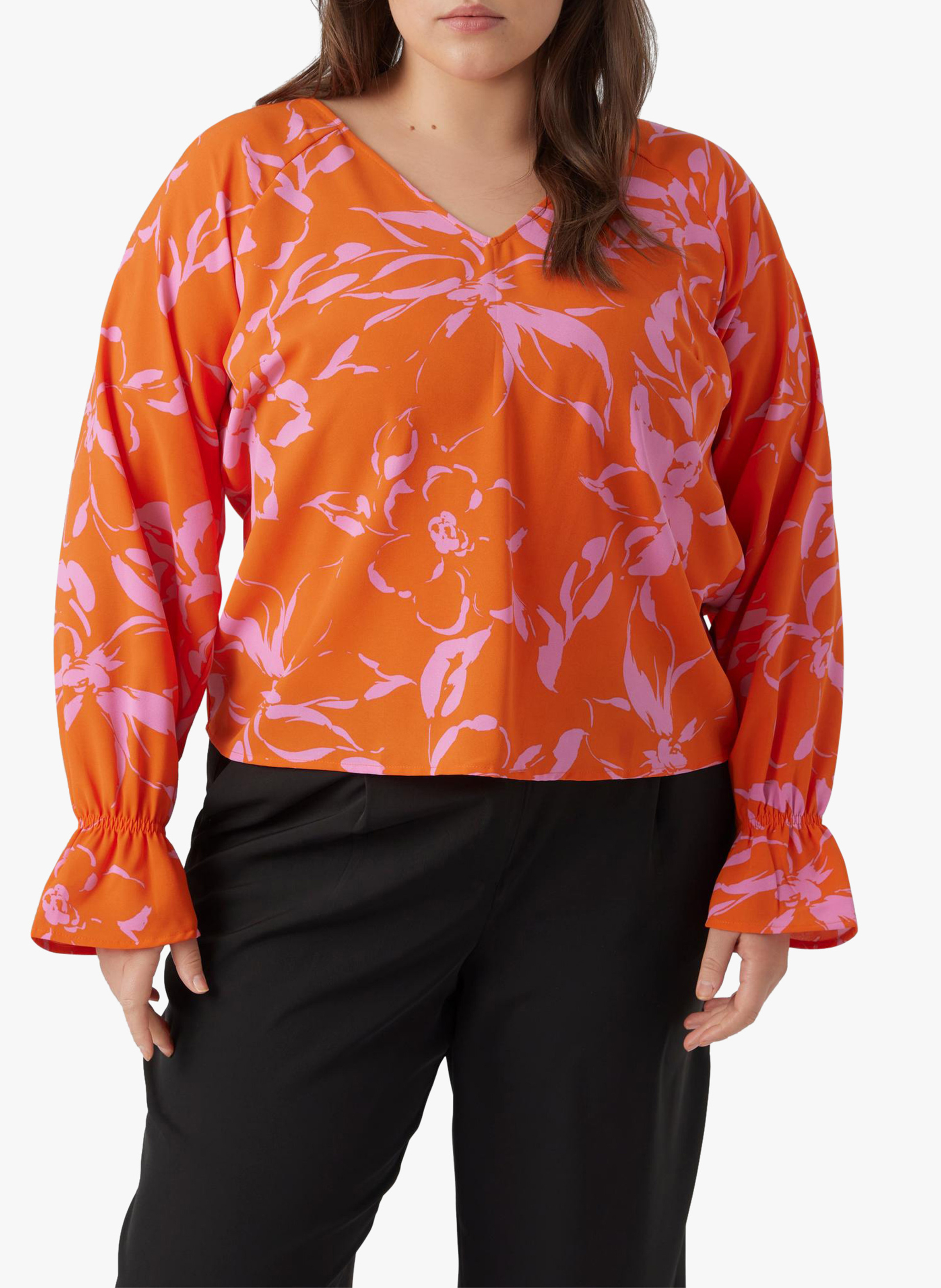 Blouse à col V imprimée VERO MODA CURVE