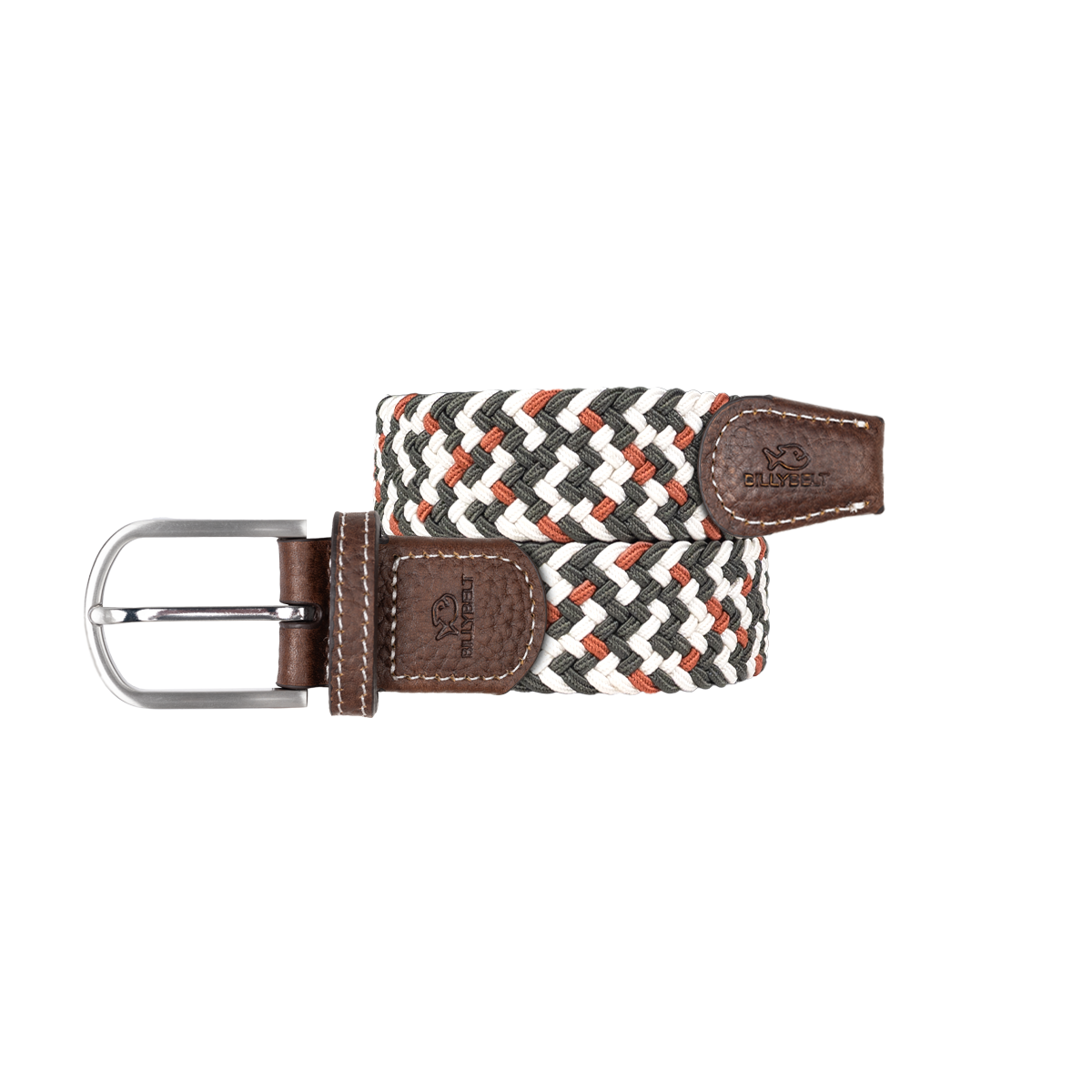 Multicolored braided elastic belt BILLYBELT Brown