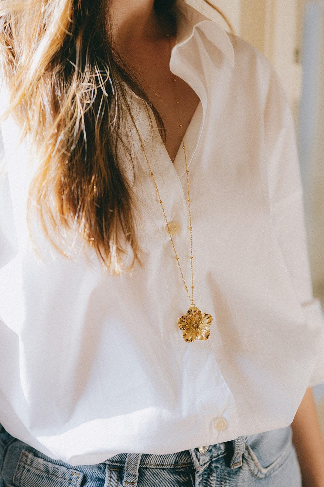 Silver plated flower pendant Golden