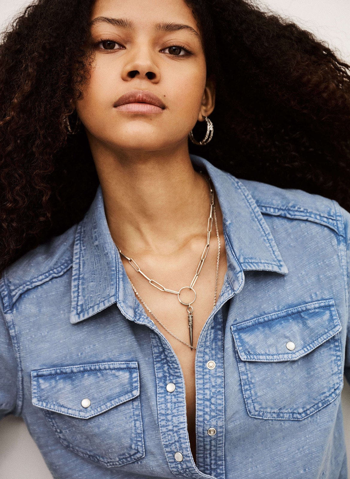 Chemise en denim col classique BA&SH Bleu