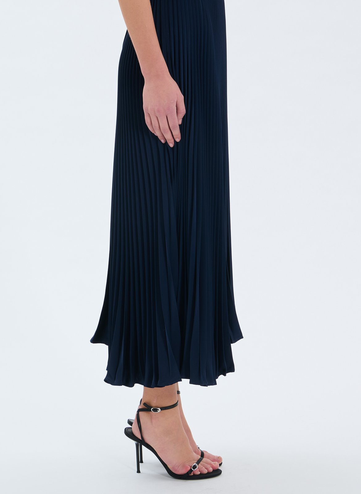 Halflange jurk met plooien en tie-dye-print ZAPA Blauw