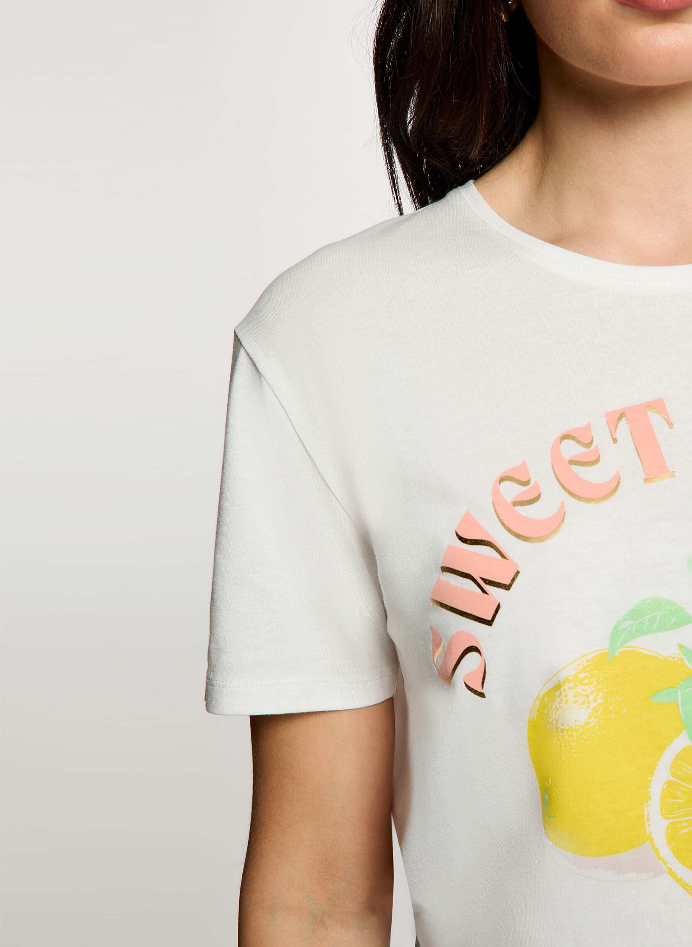 Tee-shirt imprimé col rond  MORGAN Blanc