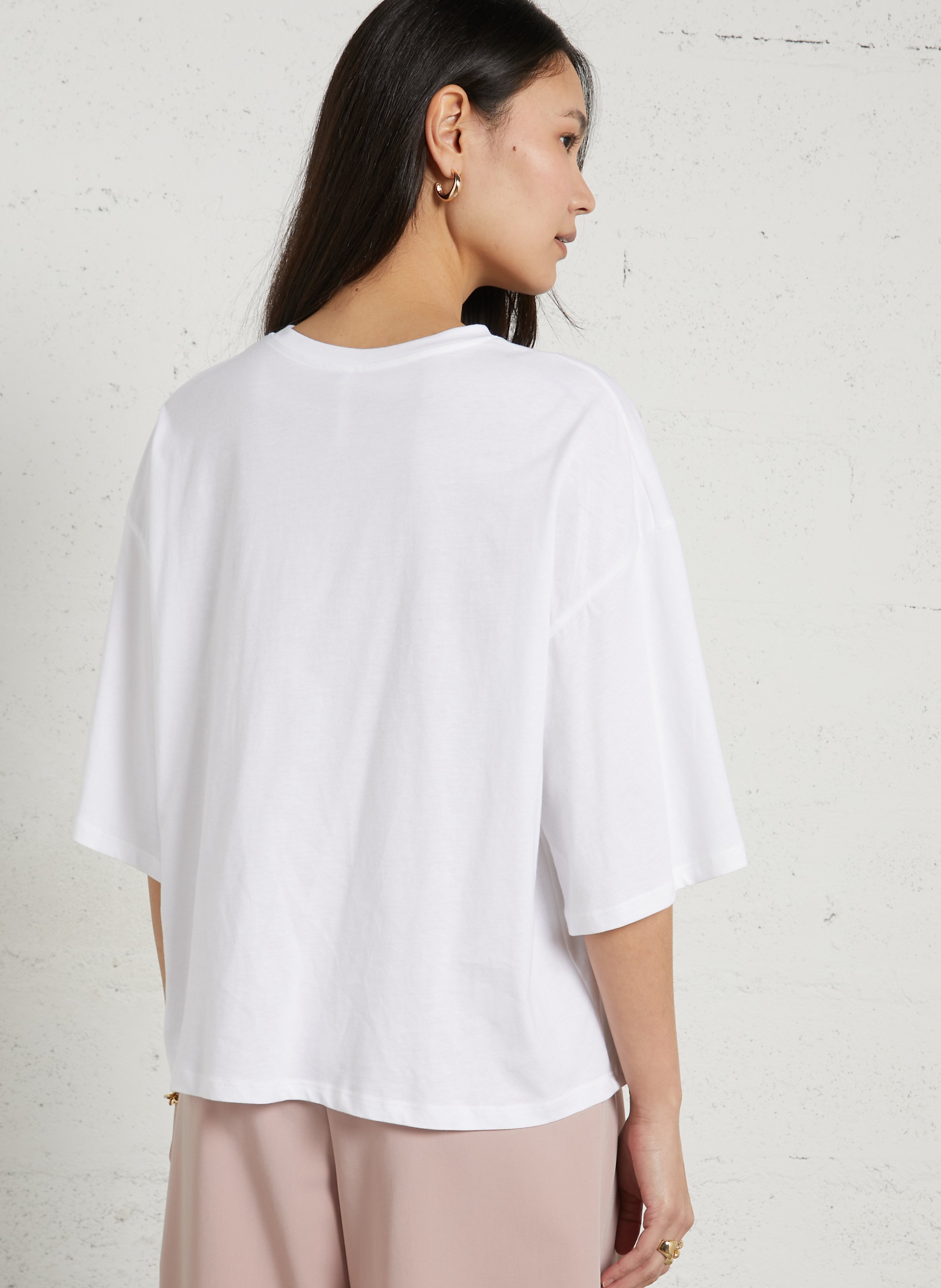 Wijd T-shirt met strass-print IMPERIAL Wit