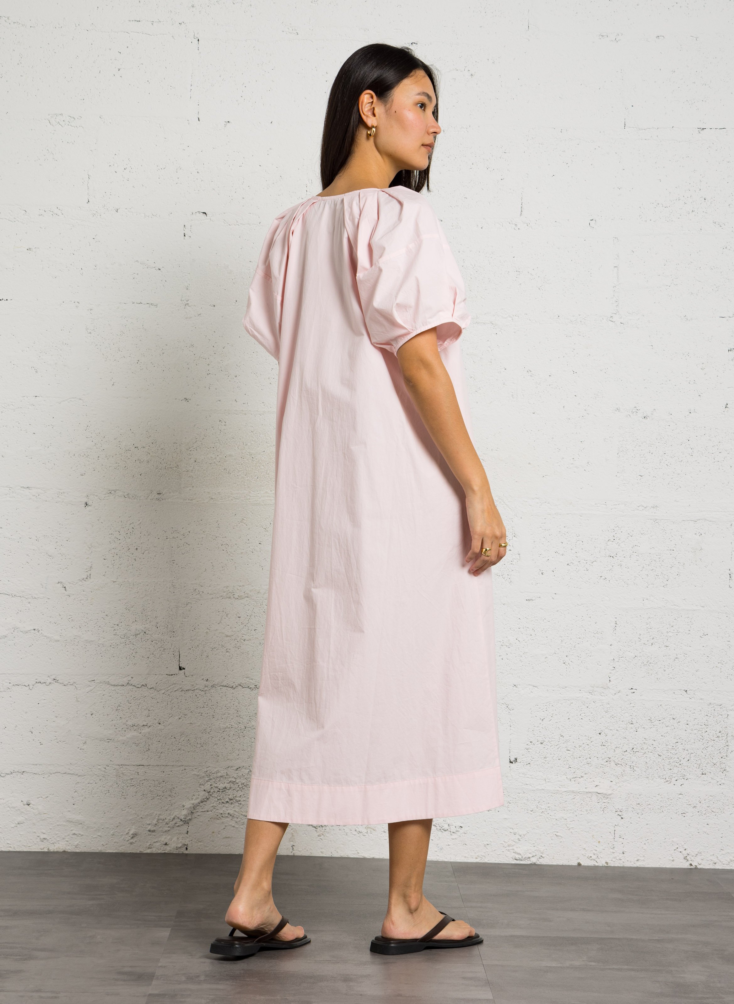 Midi cotton dress with Tunisian collar JC SOPHIE Pink