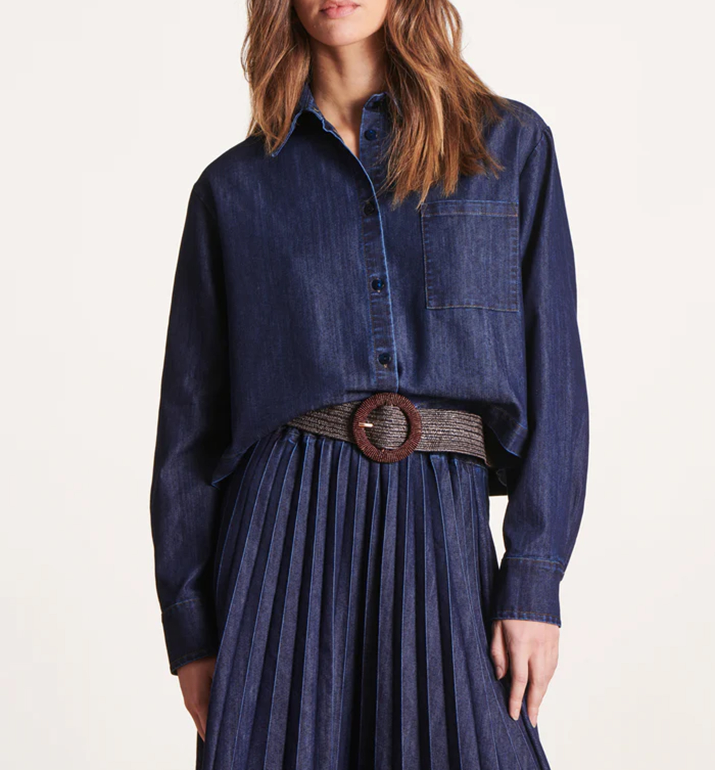 Short denim shirt LA FEE MARABOUTEE Blue