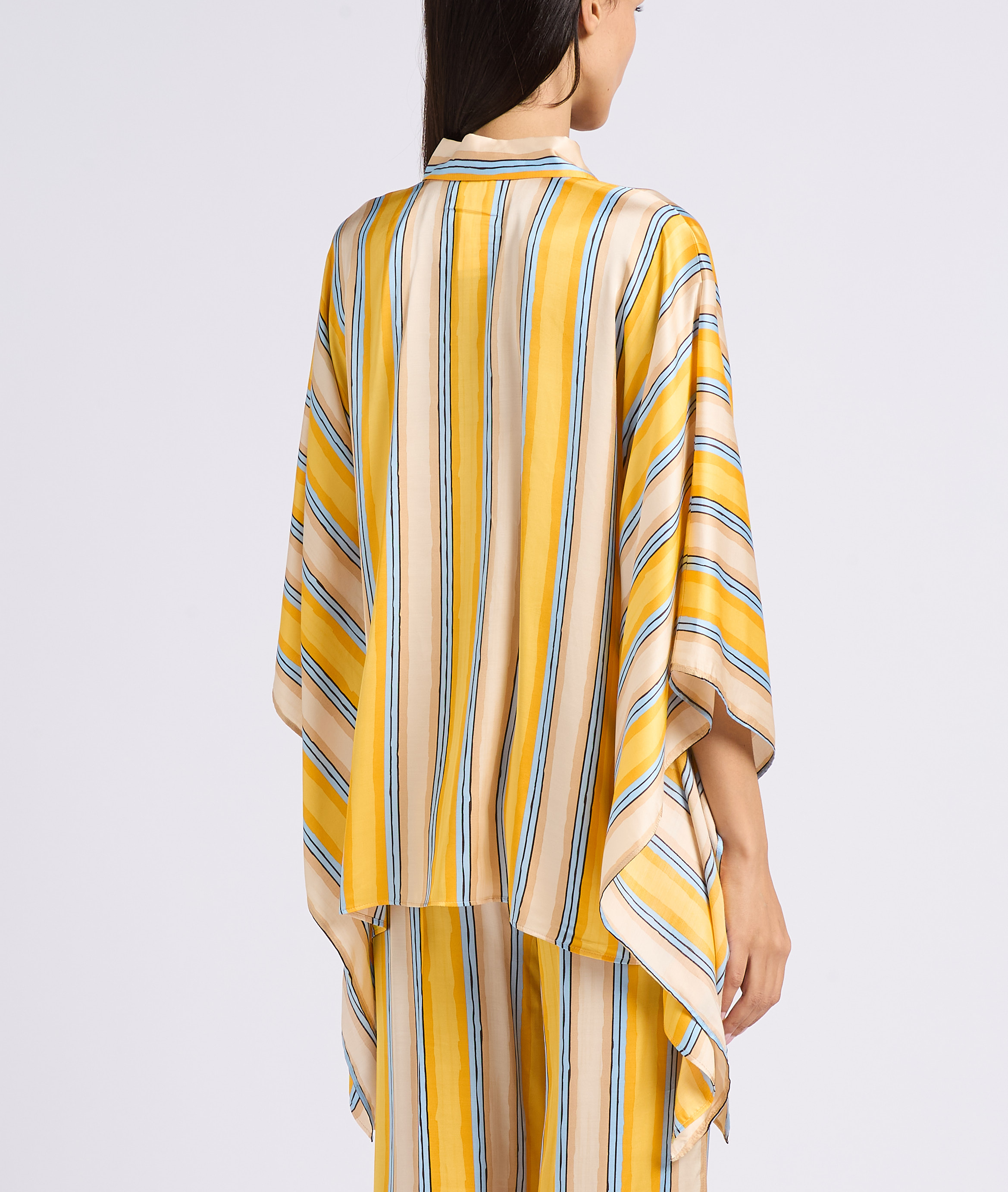 Weites Hemd mit klassischem Kragen und Satin-Streifen. MAX&Co. Gelb