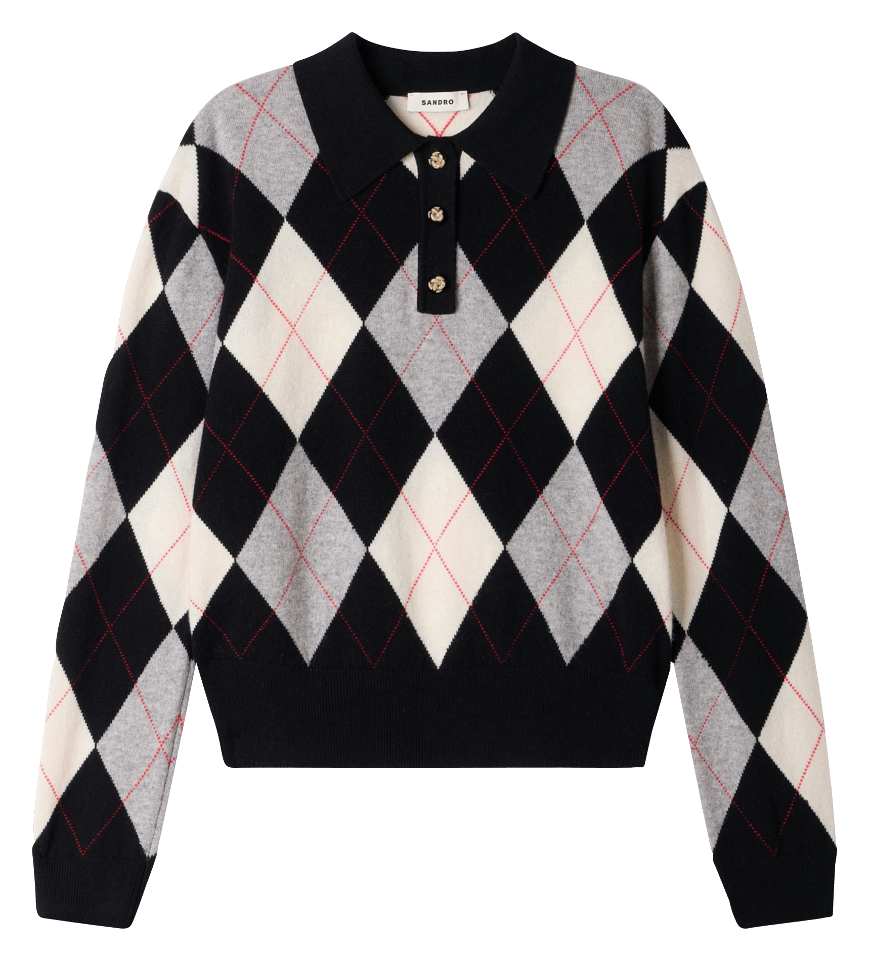 Straight wool and cashmere sweater SANDRO Black