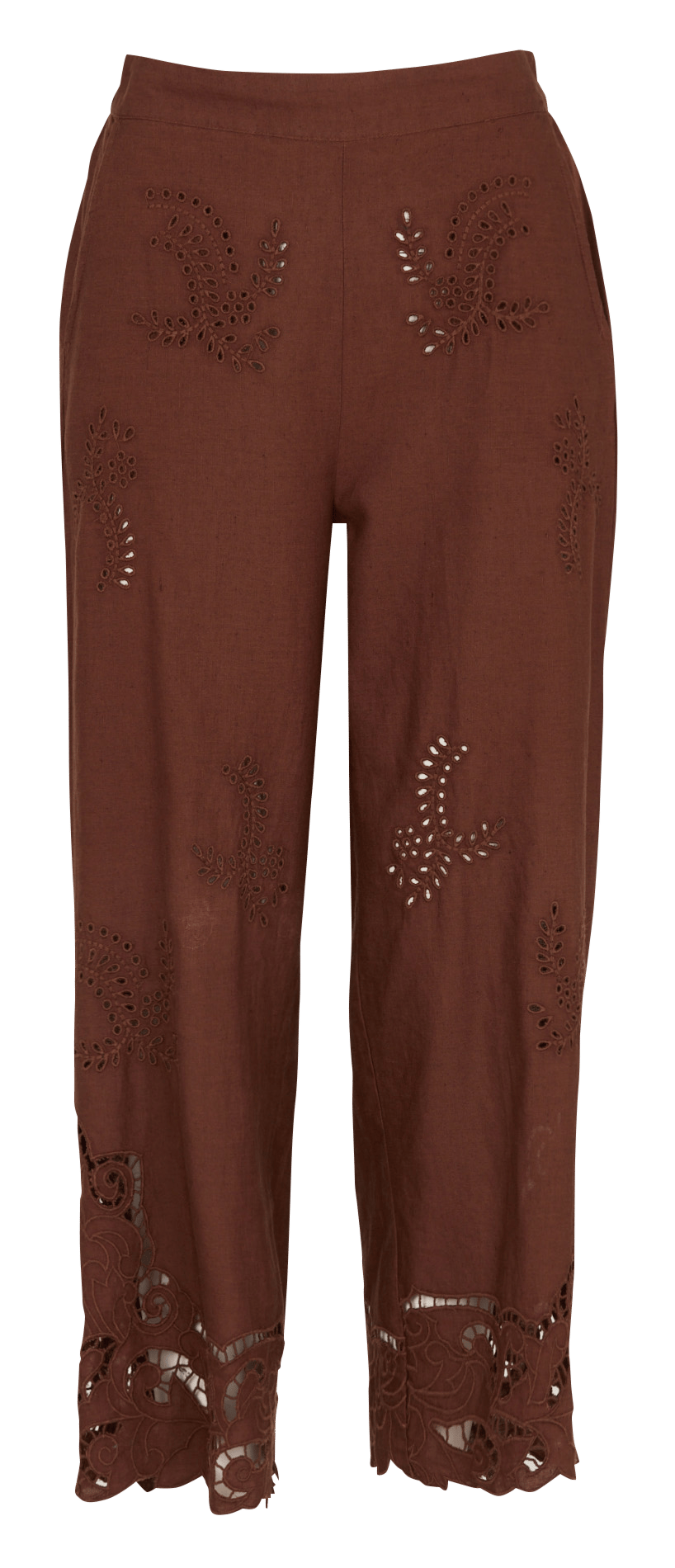 Katoenen en linnen pantalon met rechte pijp SUD EXPRESS Bruin