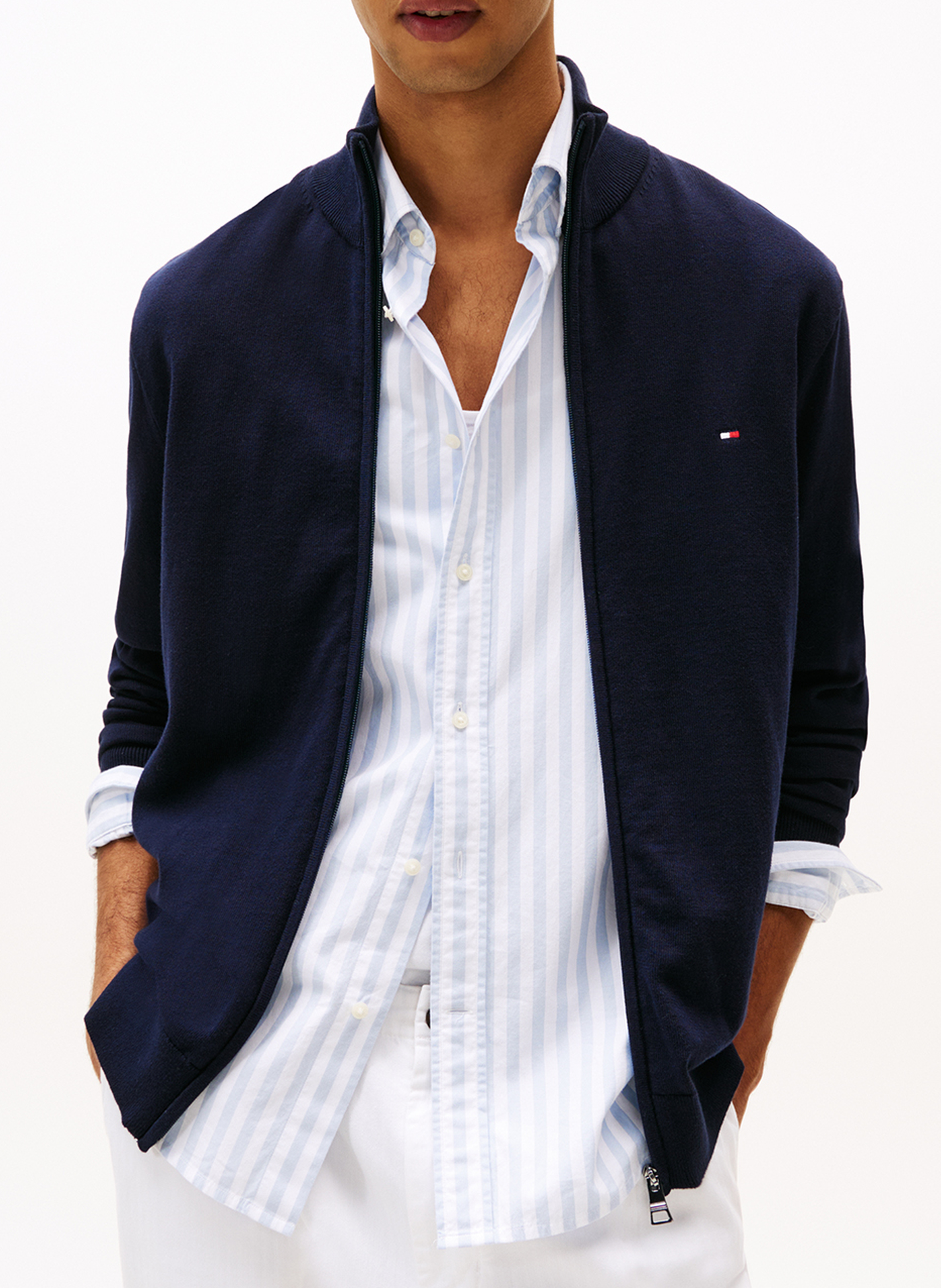 Sleeveless denim shirt with classic collar TOMMY HILFIGER Blue