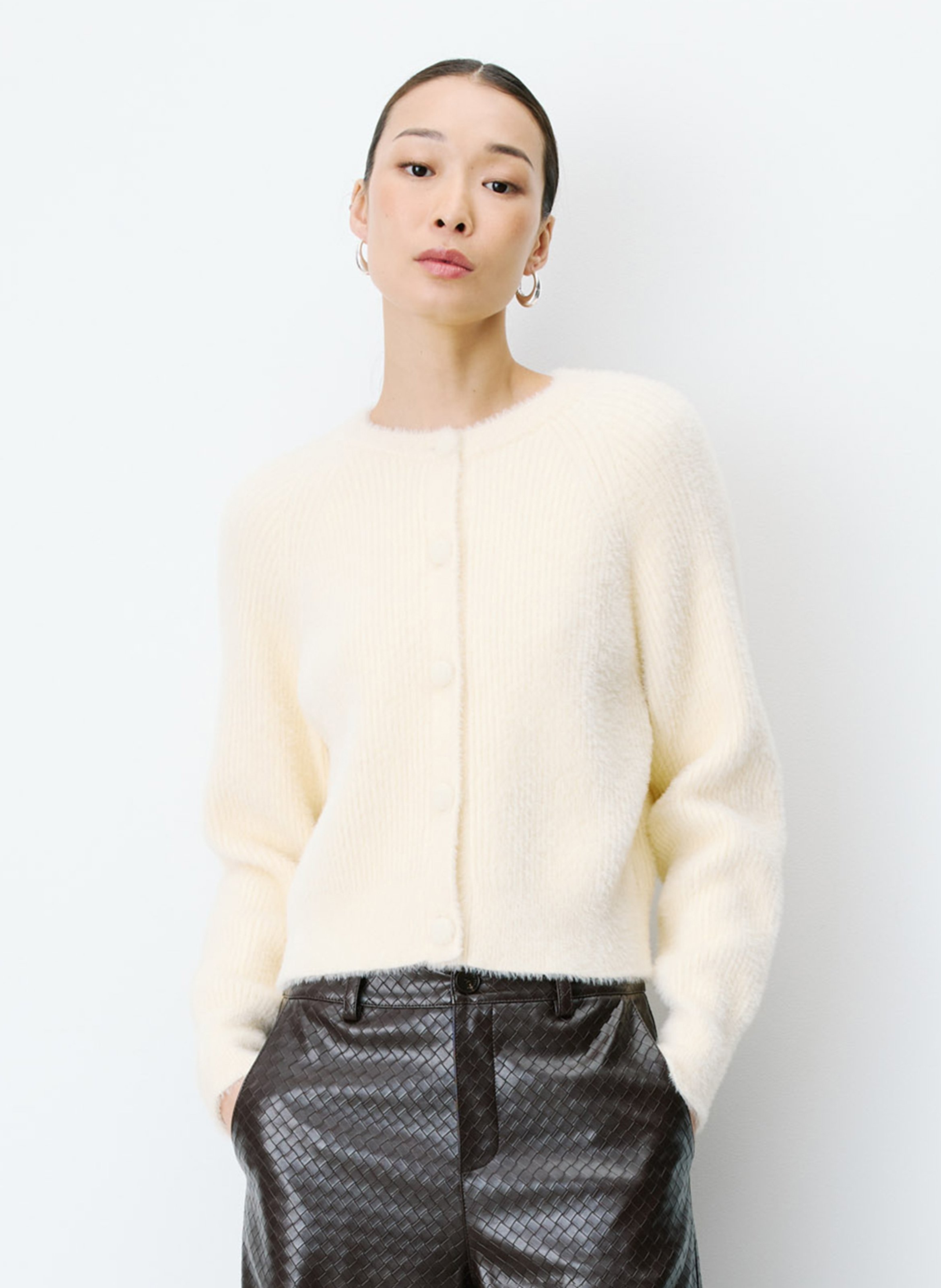 Cardigan droit col rond GRACE ET MILA Jaune